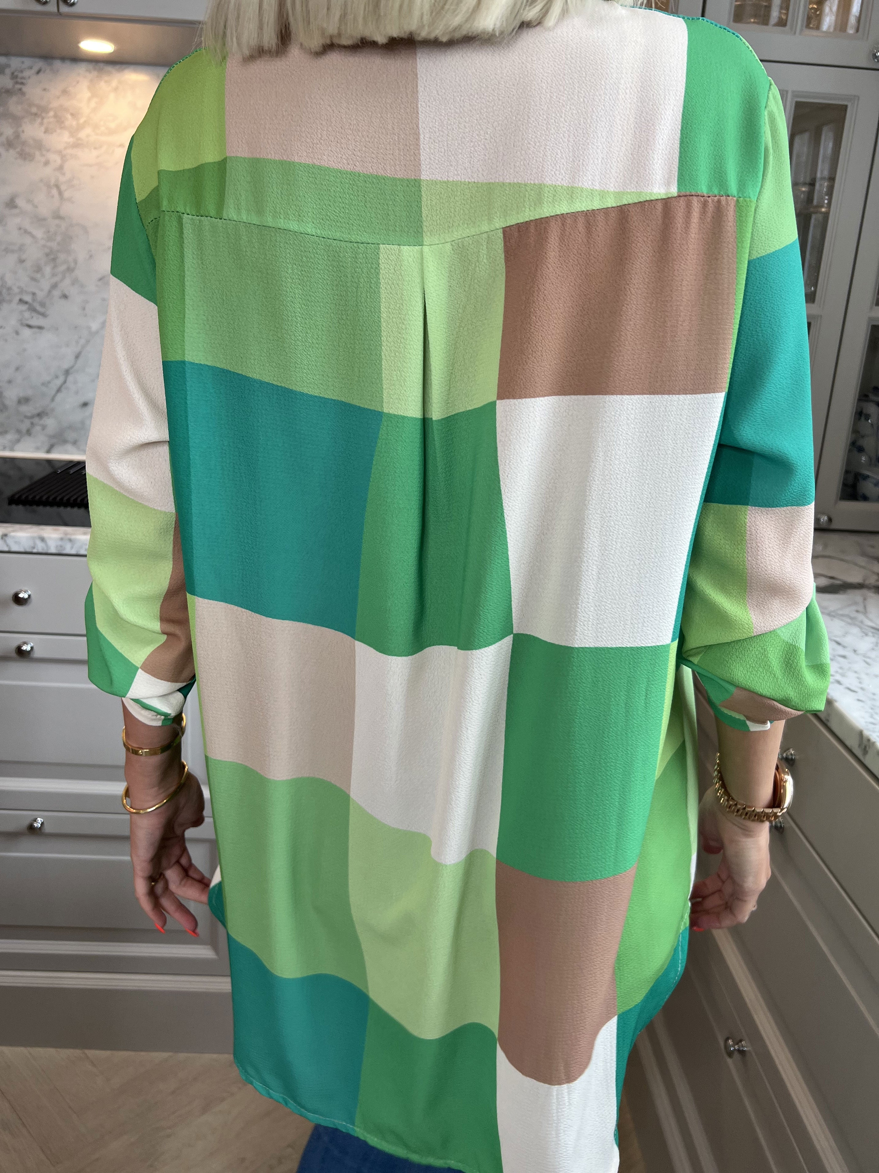 Vanesa - Lang ternet flerfarvet tunika