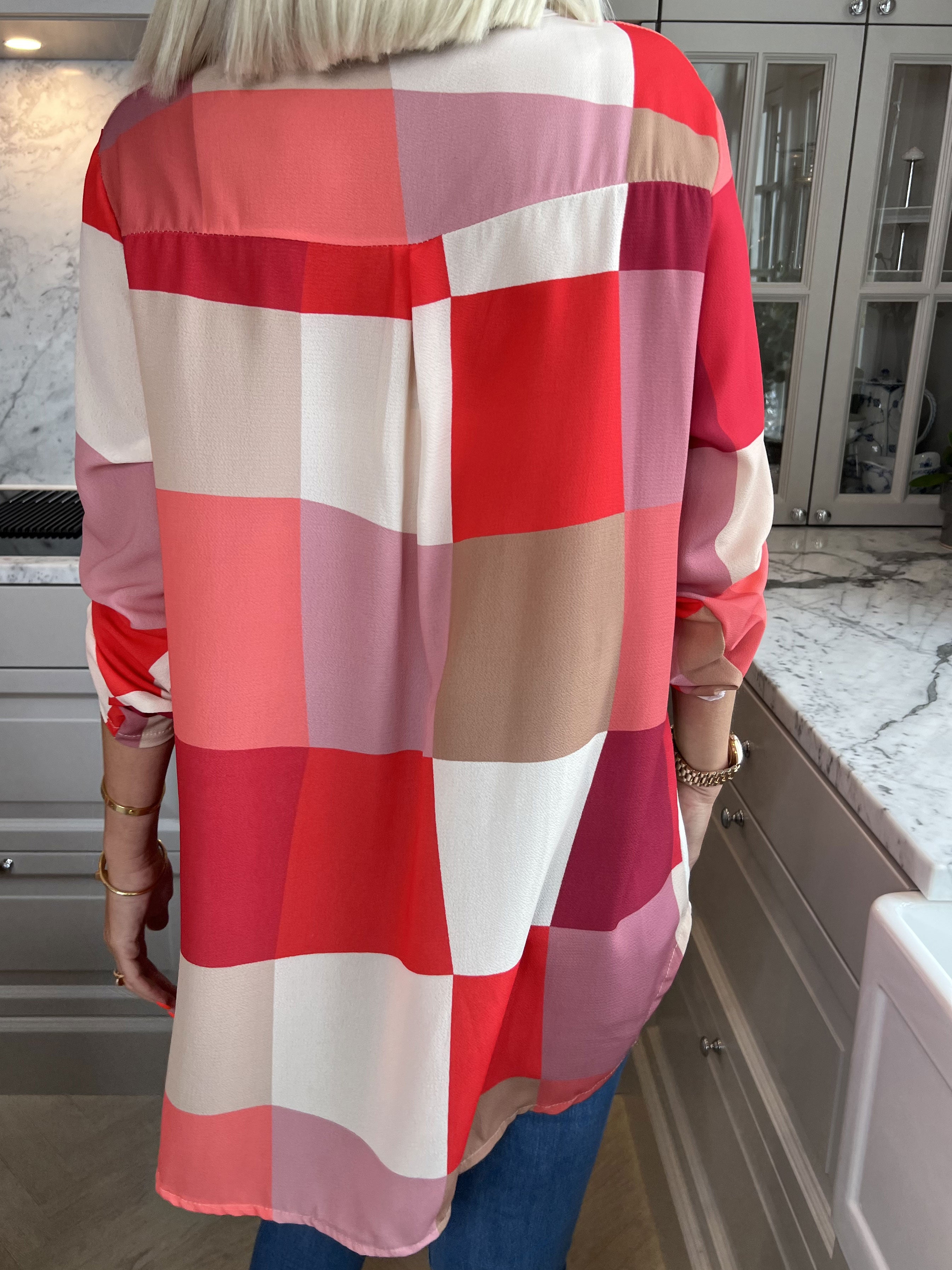 Vanesa - Lang ternet flerfarvet tunika