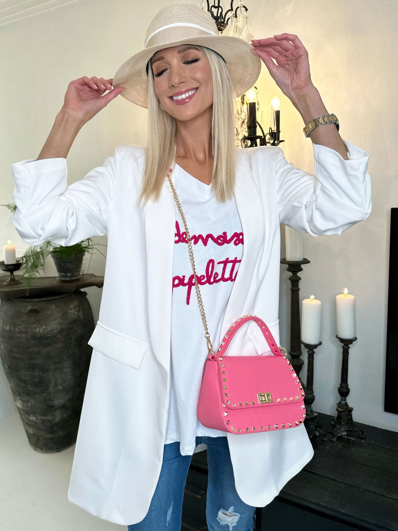 Mila Long - Stilren blazer med rynk på ærmet