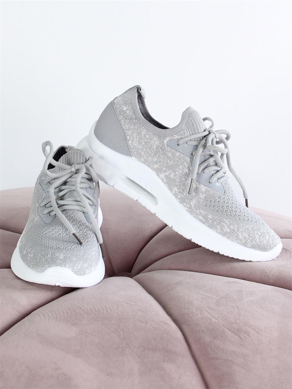 Evelyn - Grå sokkesneakers med hvid solid sål