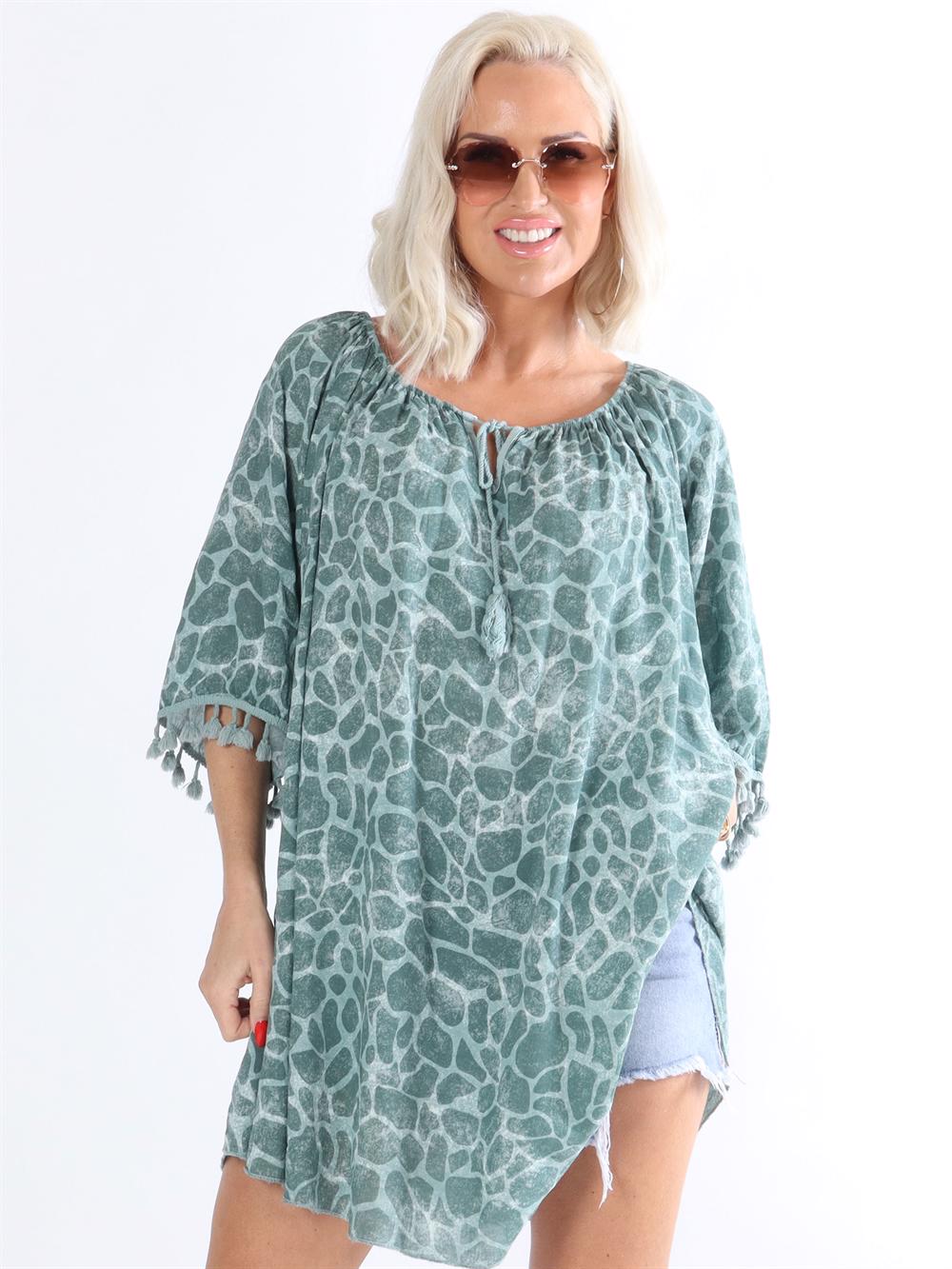 Gilsa - Mønstret tunika med kvaster