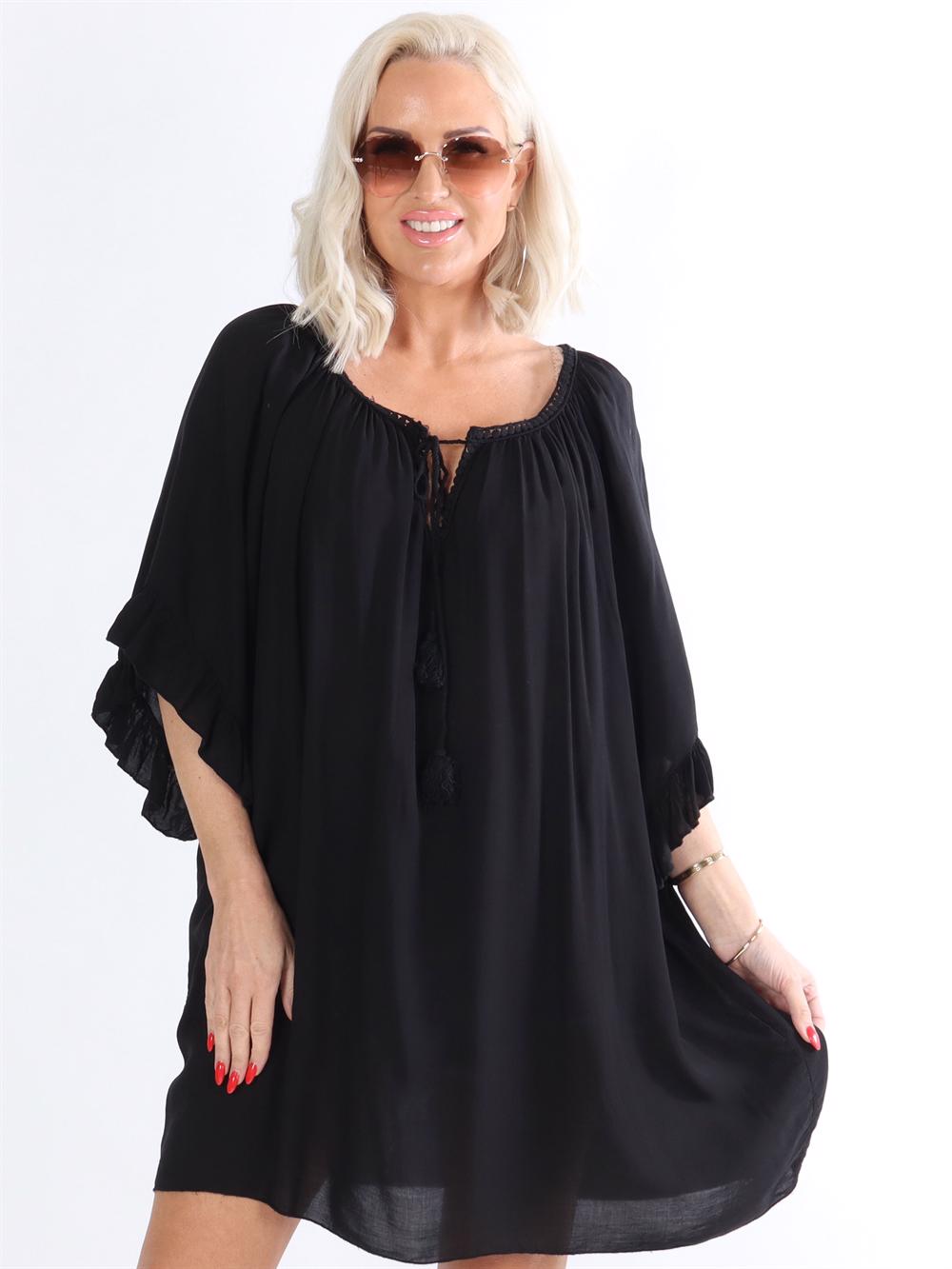 Layla - Tunikakjole med flæseærmer