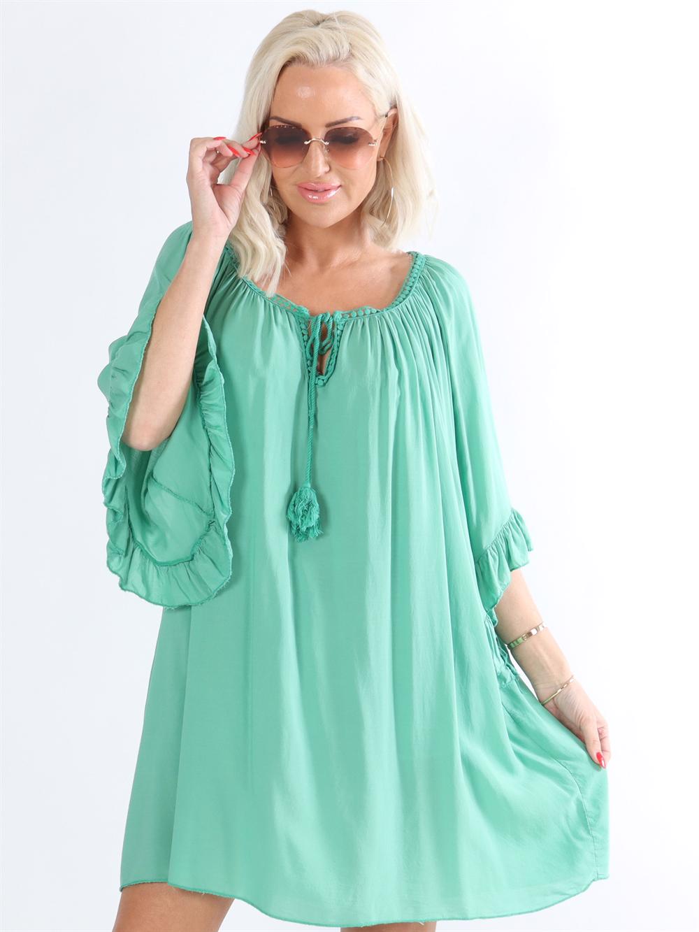 Layla - Tunikakjole med flæseærmer