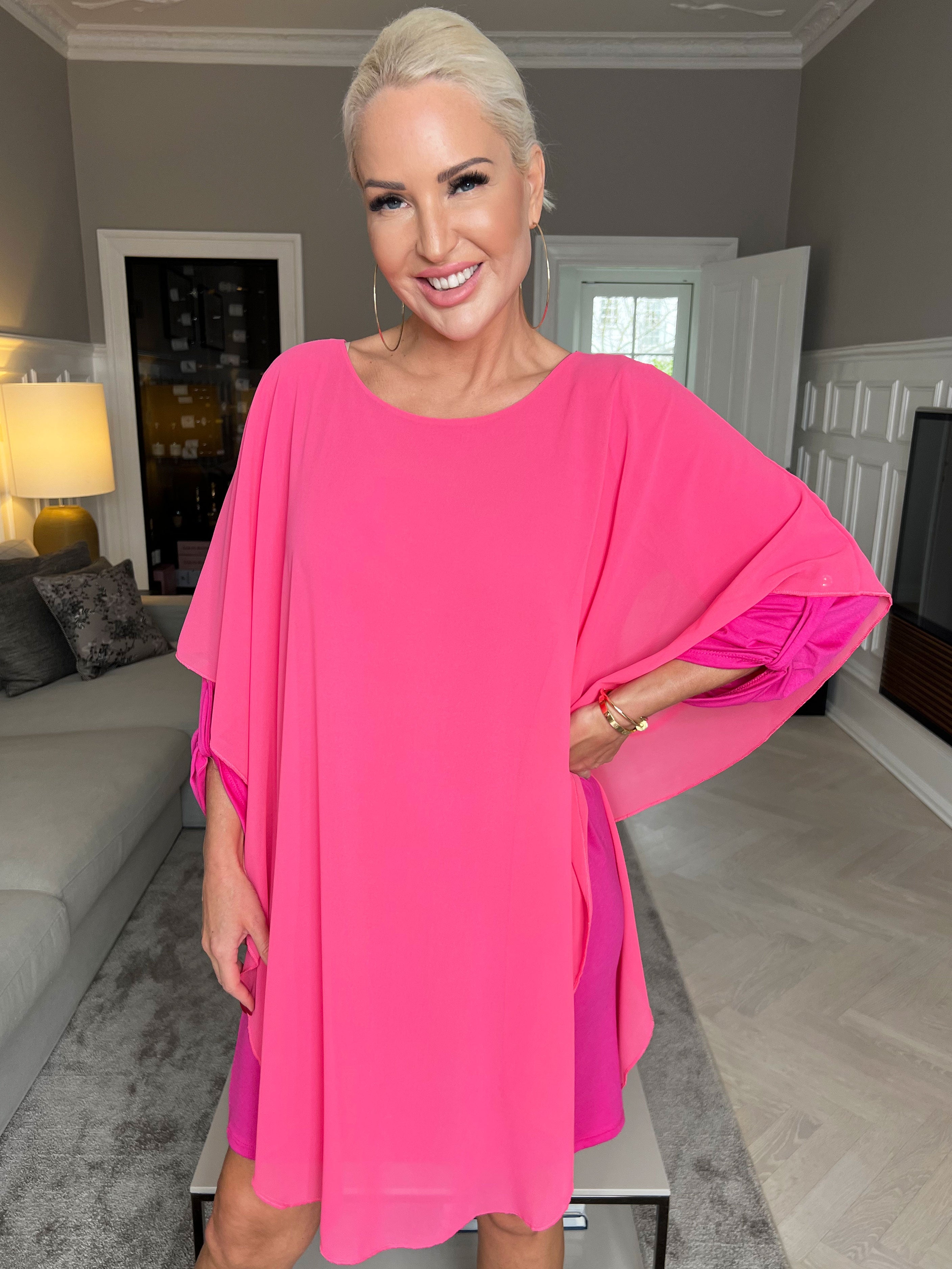 Kenya Long Sleeve - Tunikakjole med chiffonlag