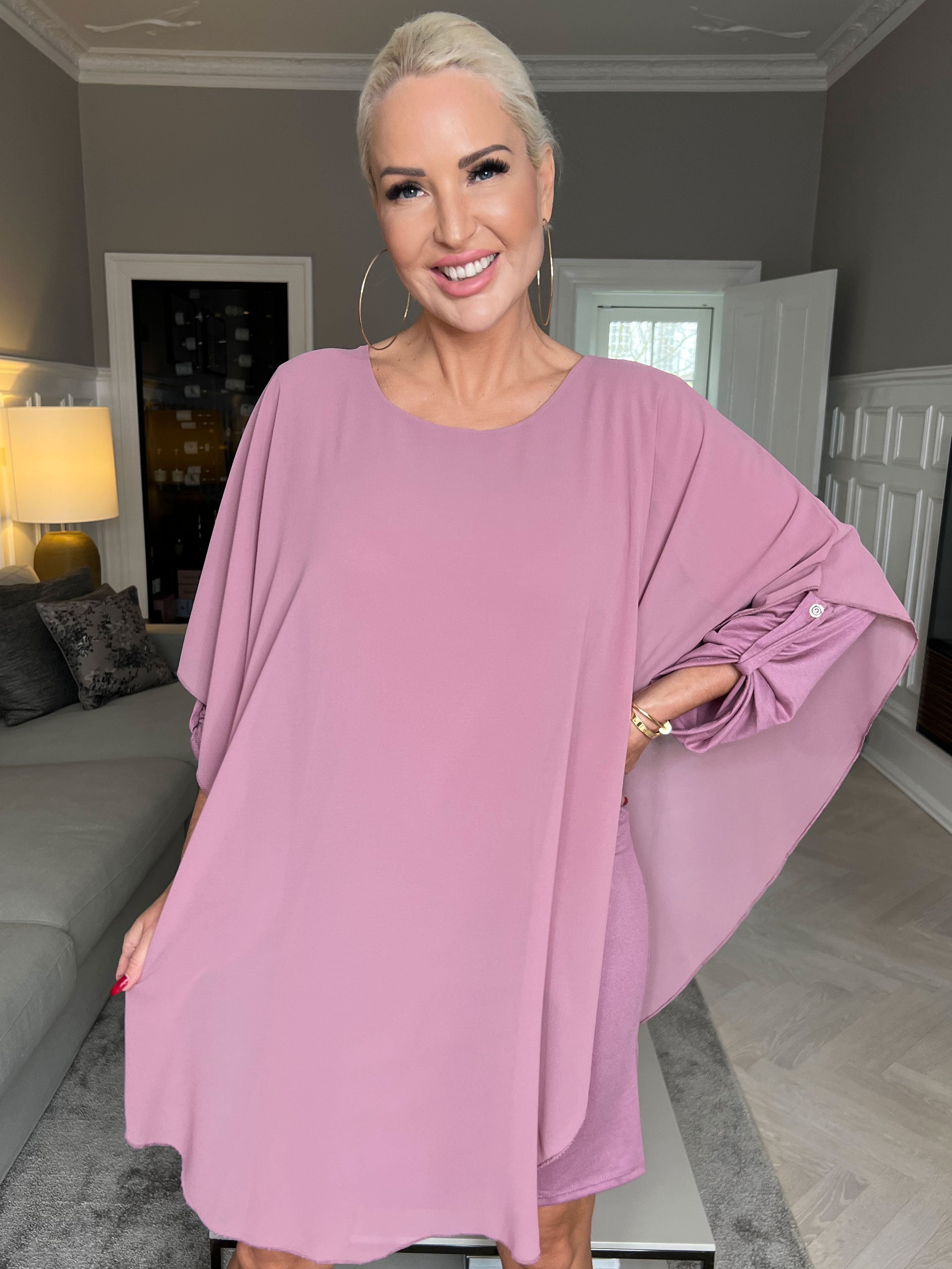 Kenya Long Sleeve - Tunikakjole med chiffonlag