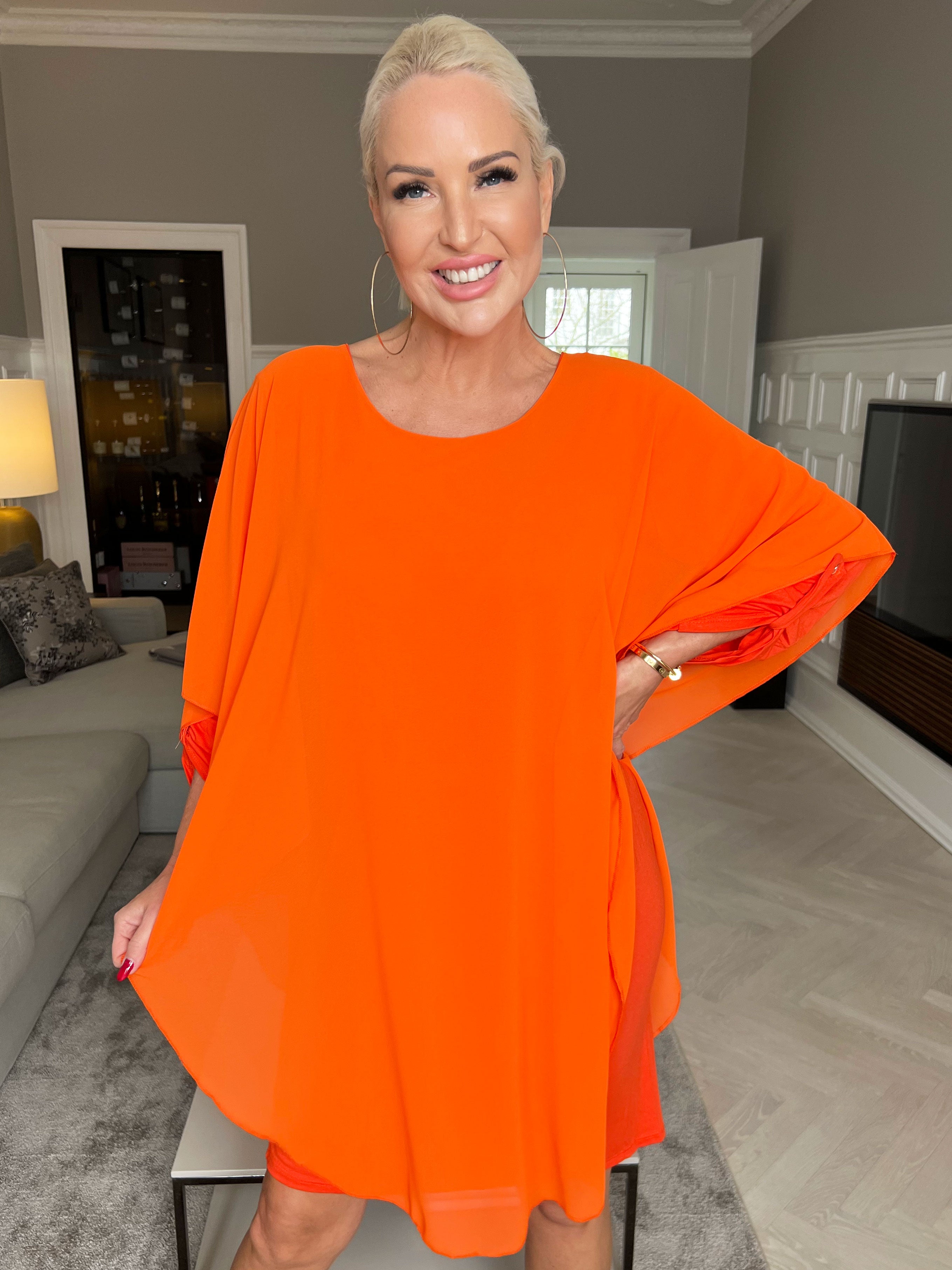 Kenya Long Sleeve - Tunikakjole med chiffonlag