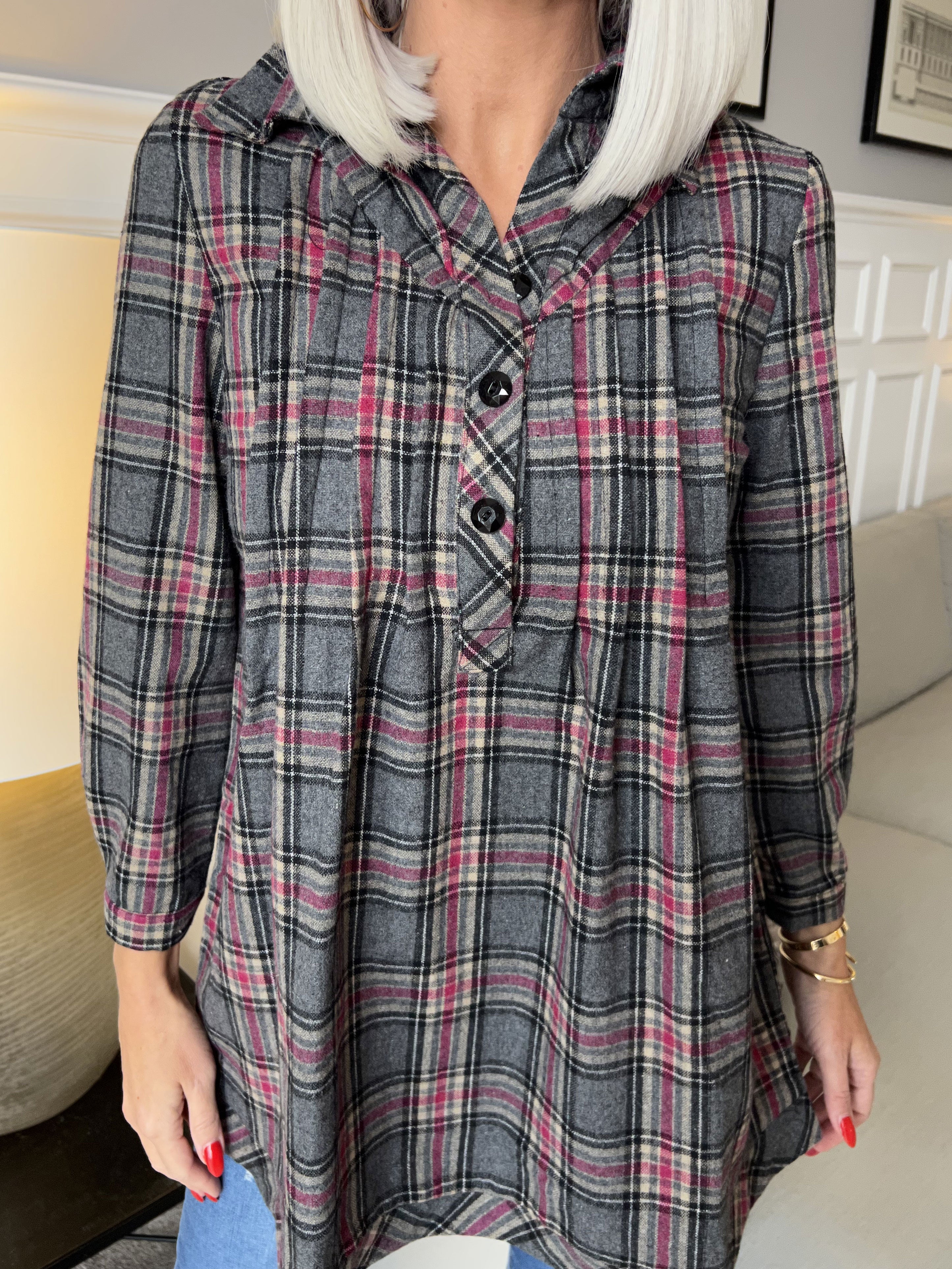 Sandra - Blød ternet skjorte i uld