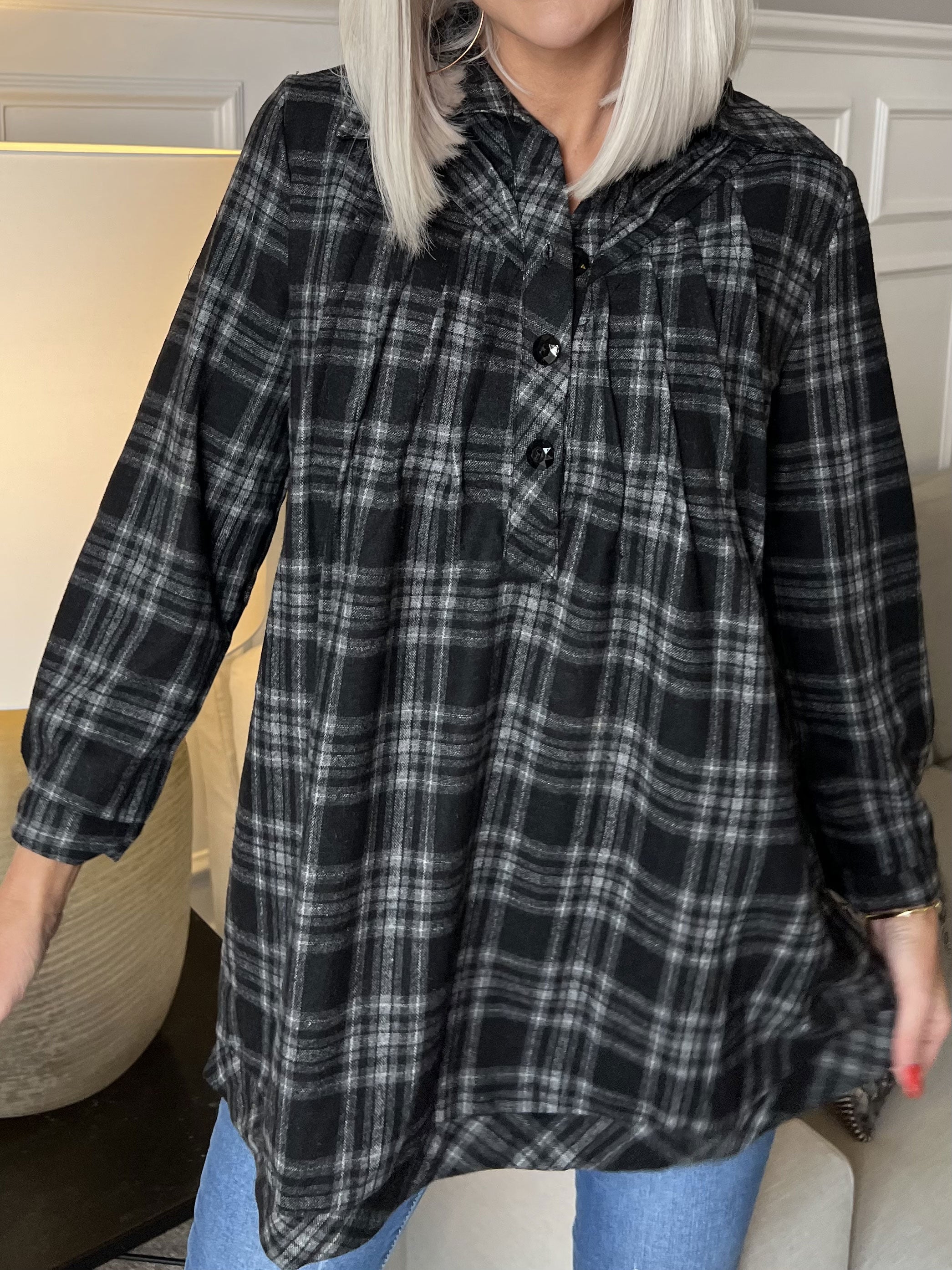 Sandra - Blød ternet skjorte i uld