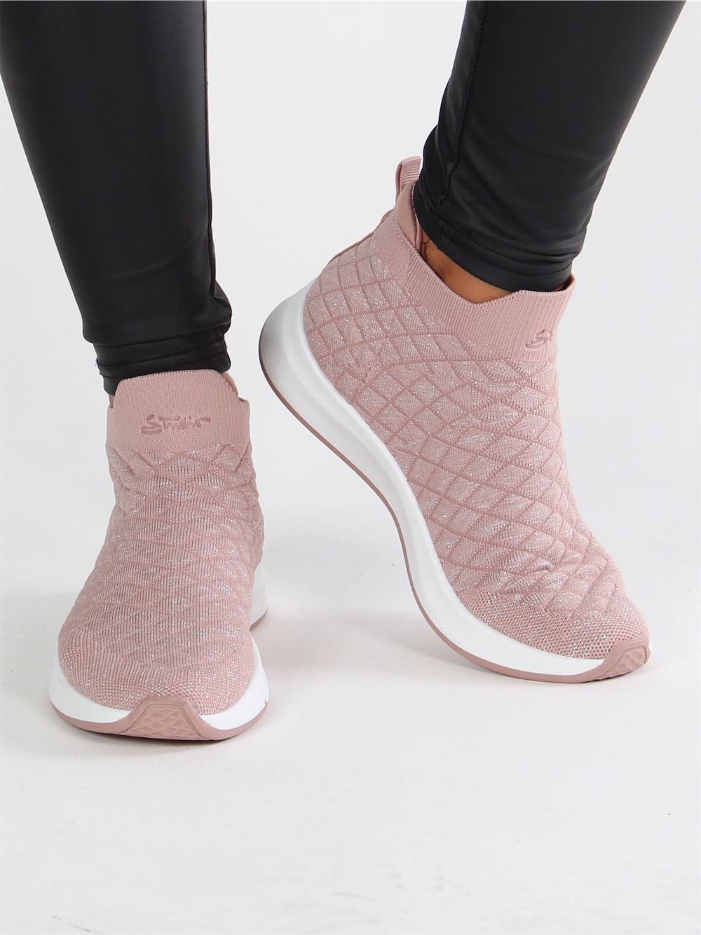 Benedicta - Sorte sokkesneakers med tynde glimmertråde i