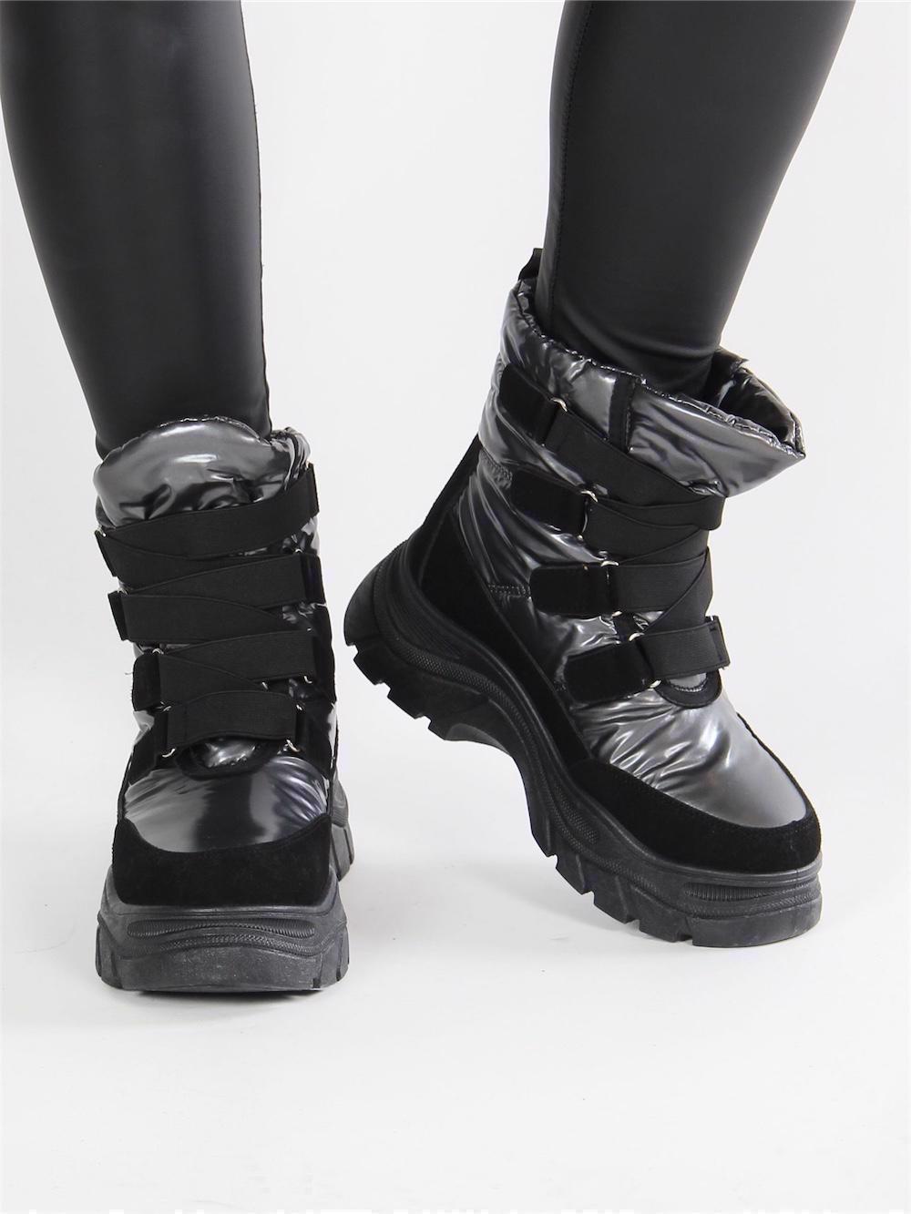 Steffy - Metallisk grå vinterstøvler med bred sål