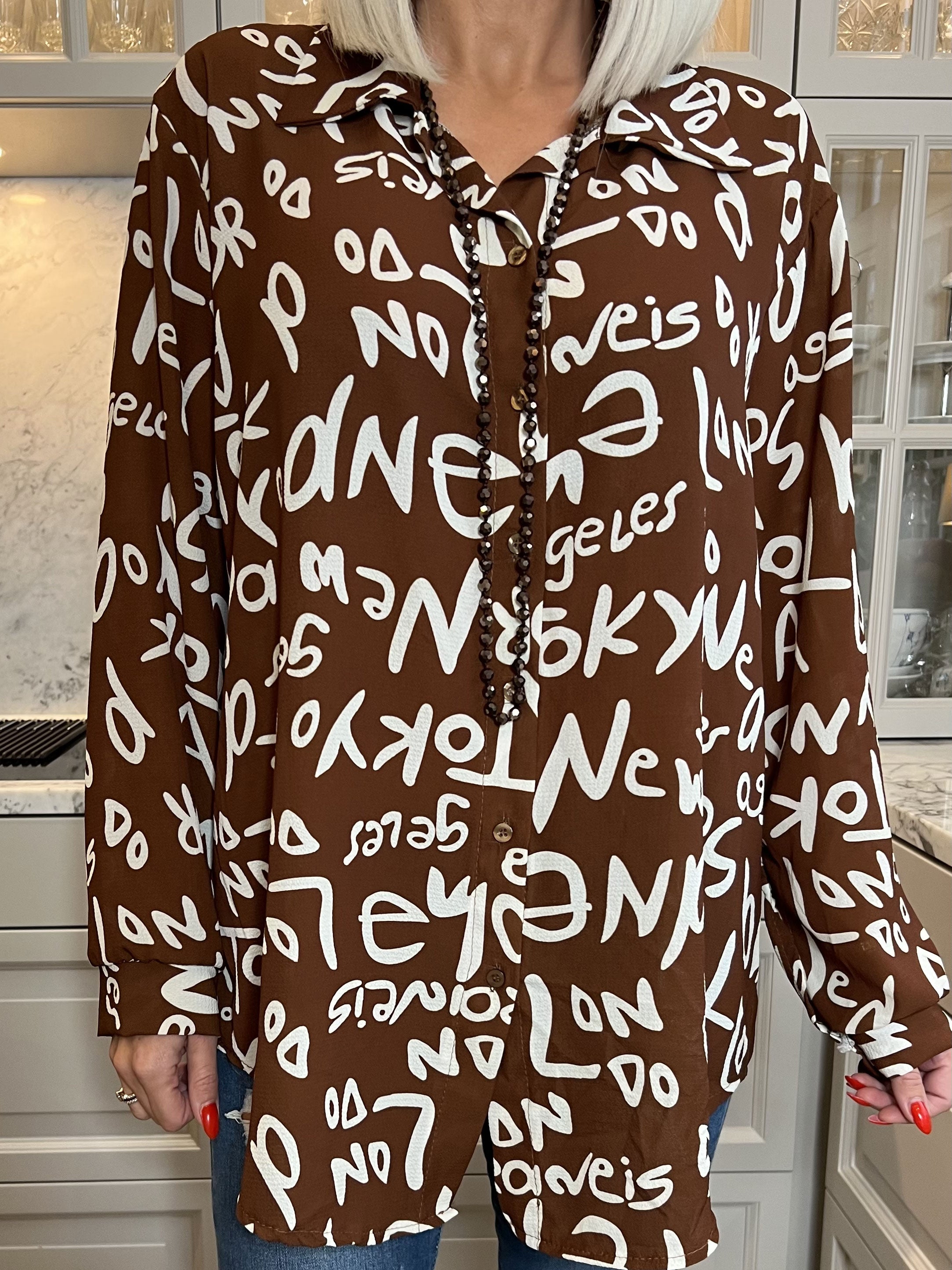 Sophi - Fin plus size skjorte med tekster