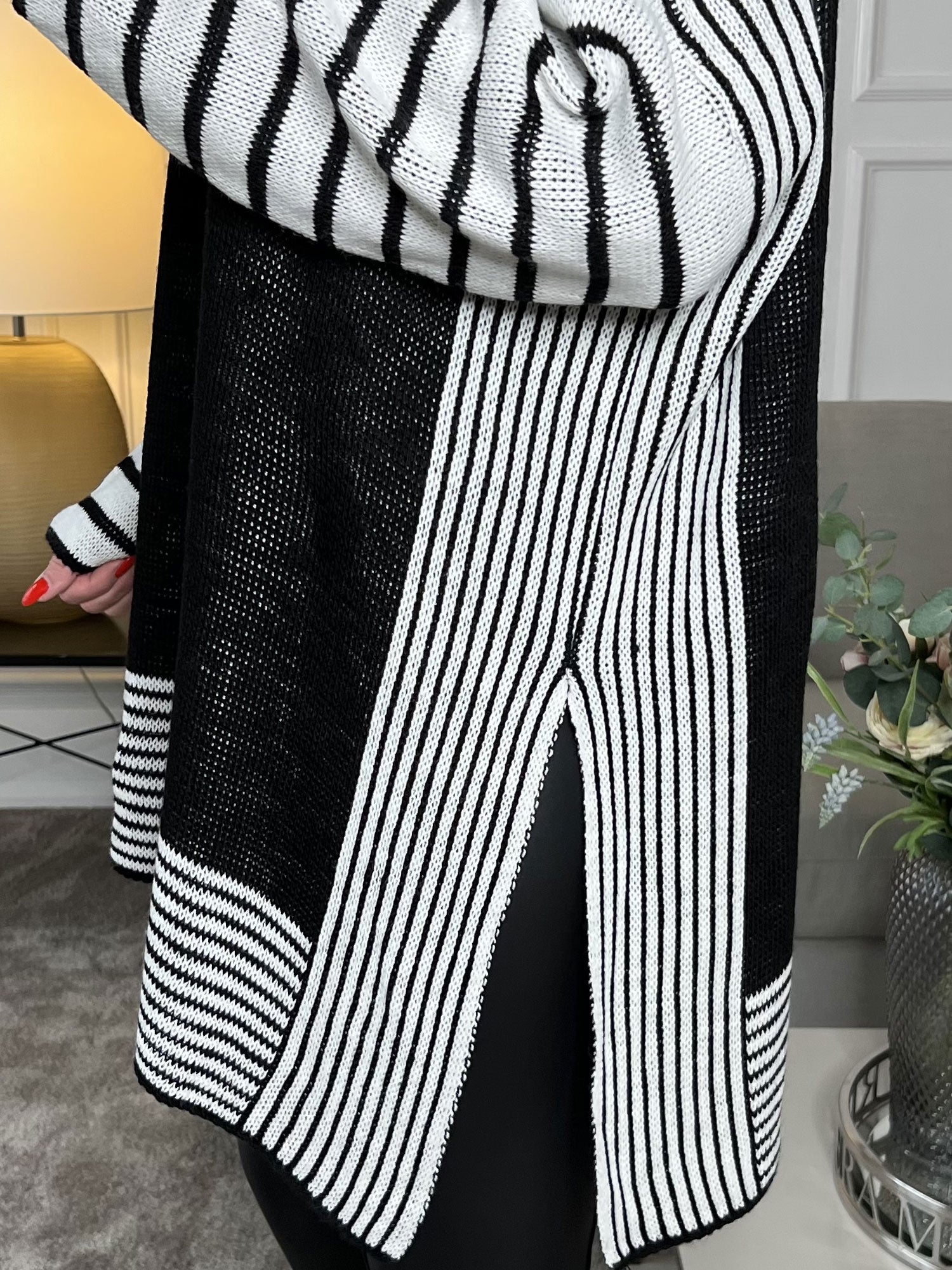 Akulina - Tofarvet stribet strik med turtleneck