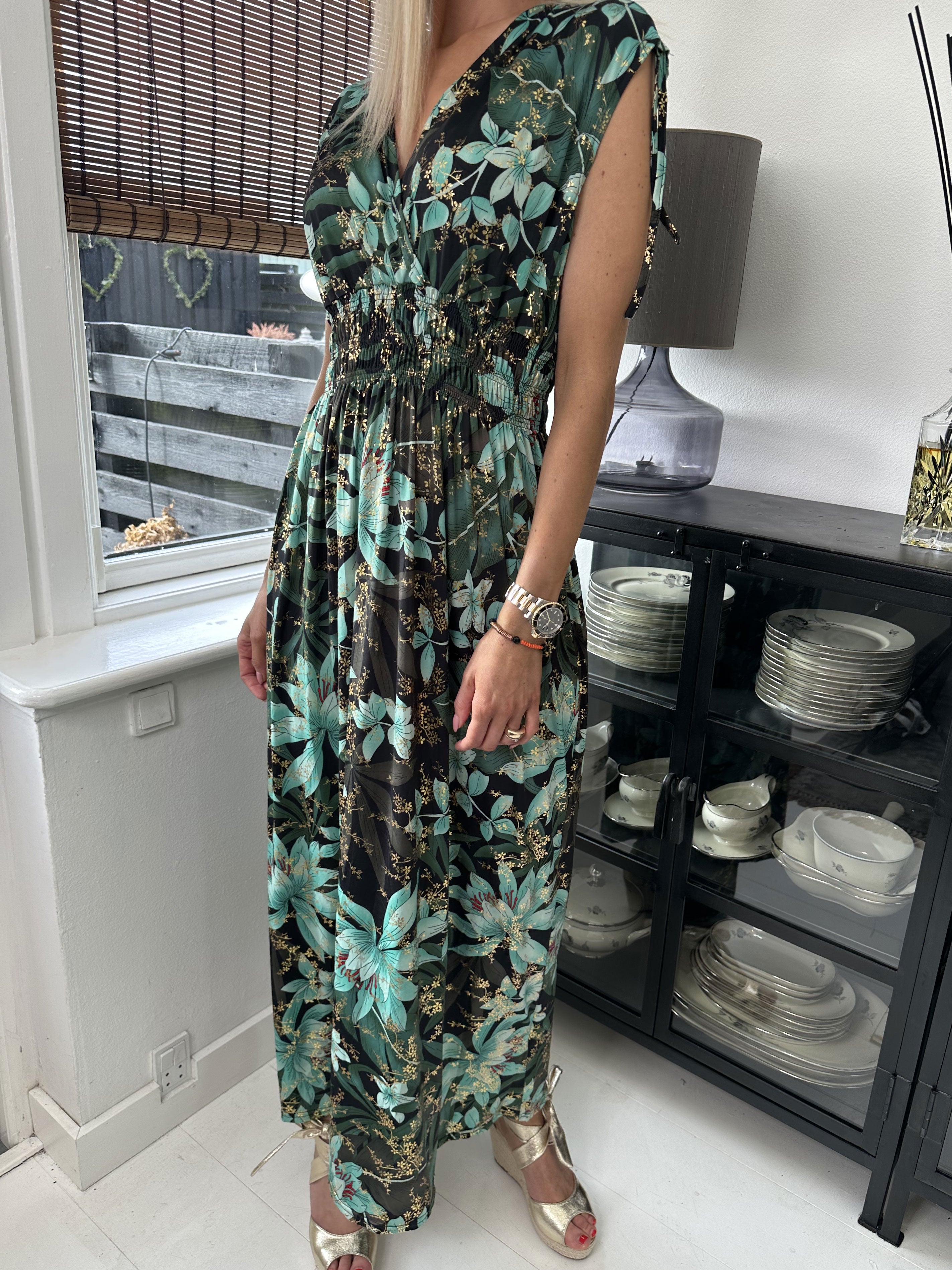 Pams Sleeveless - Lang elastisk kjole i krølfrit stof