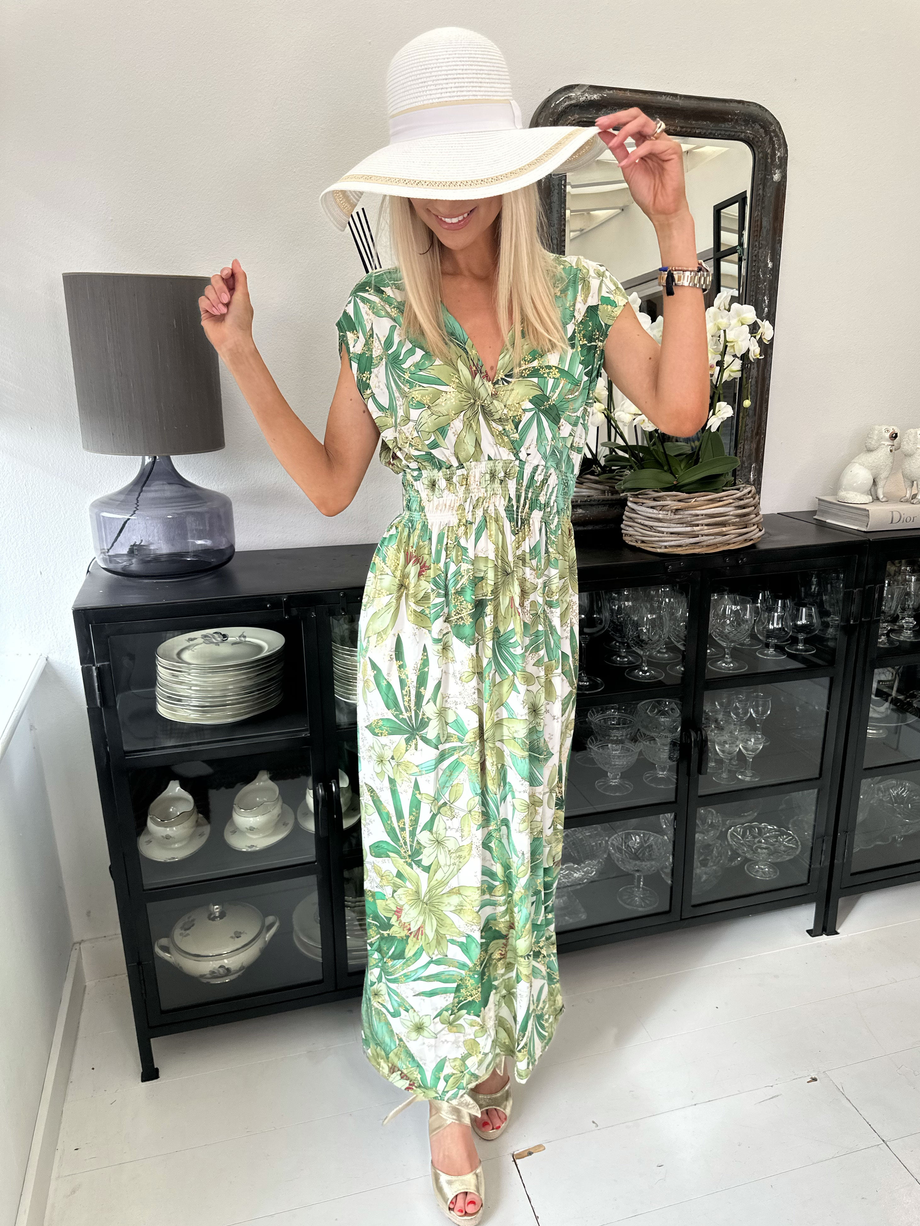 Pams Sleeveless - Lang elastisk kjole i krølfrit stof