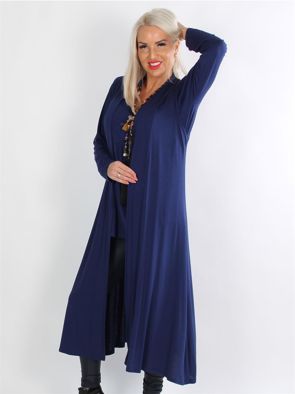 Mia - Armygrøn lang jersey cardigan uden ærmer