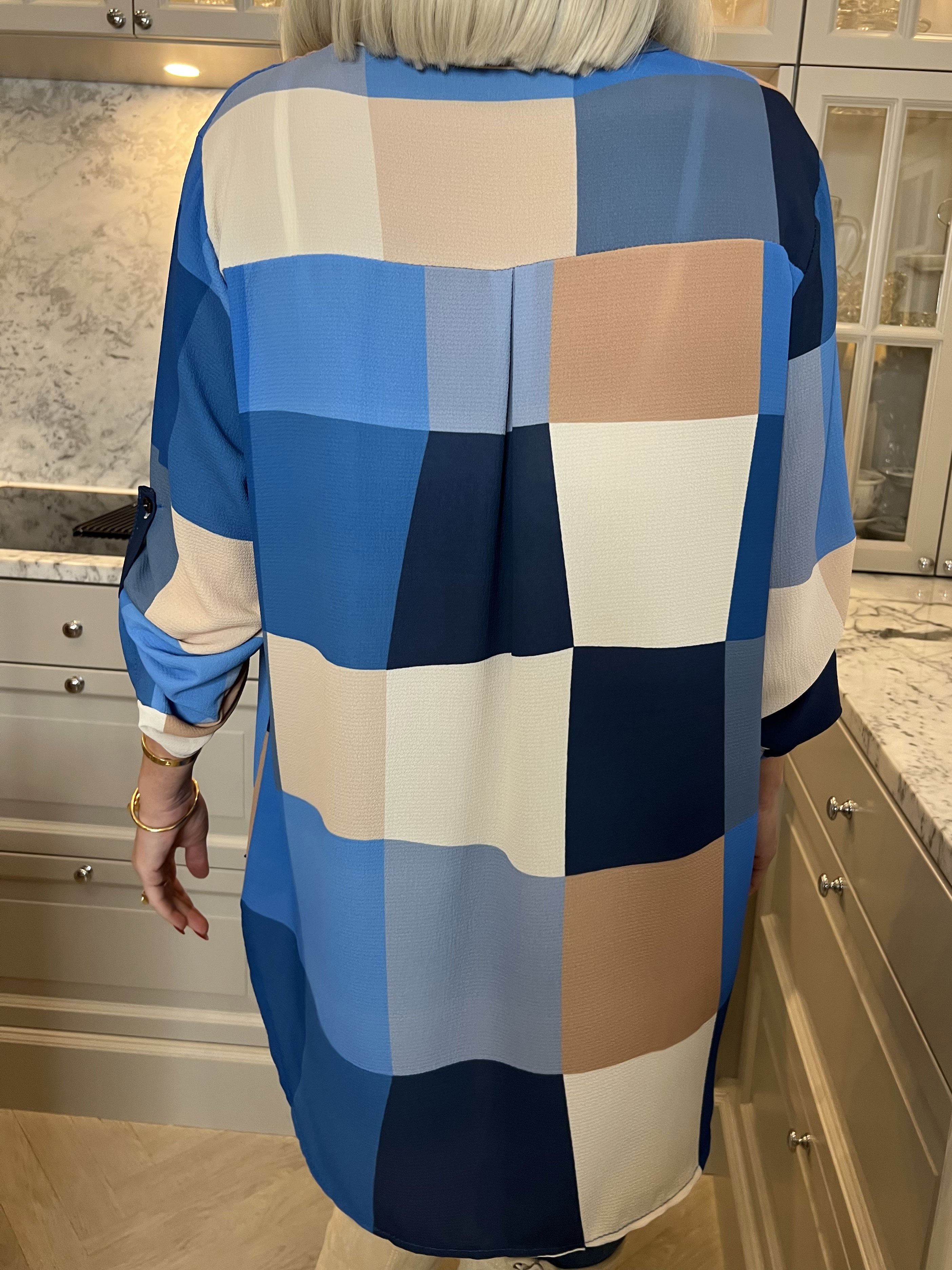 Vanesa - Lang ternet flerfarvet tunika