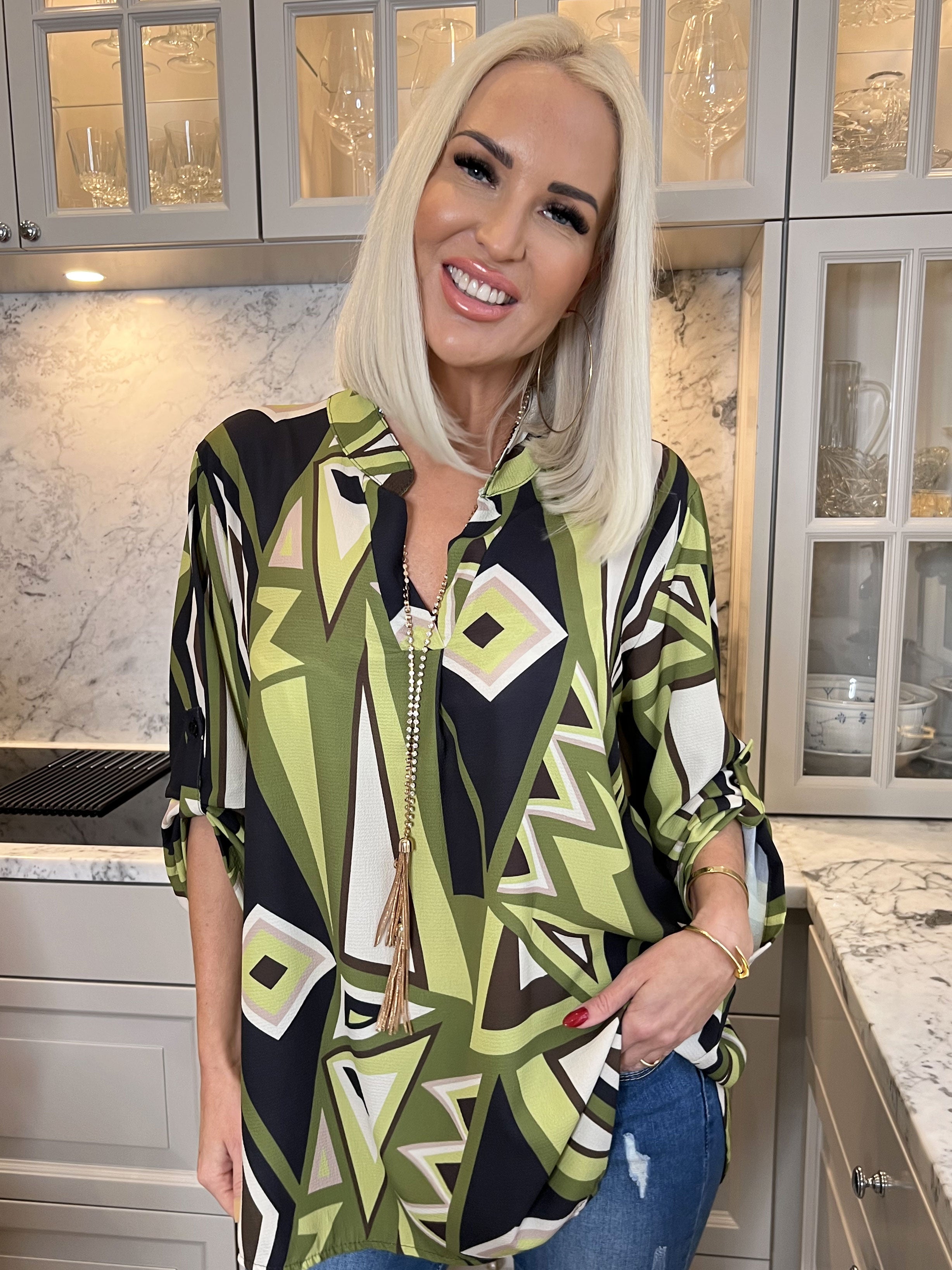 Vanesa Pattern - Mønstret flerfarvet tunika