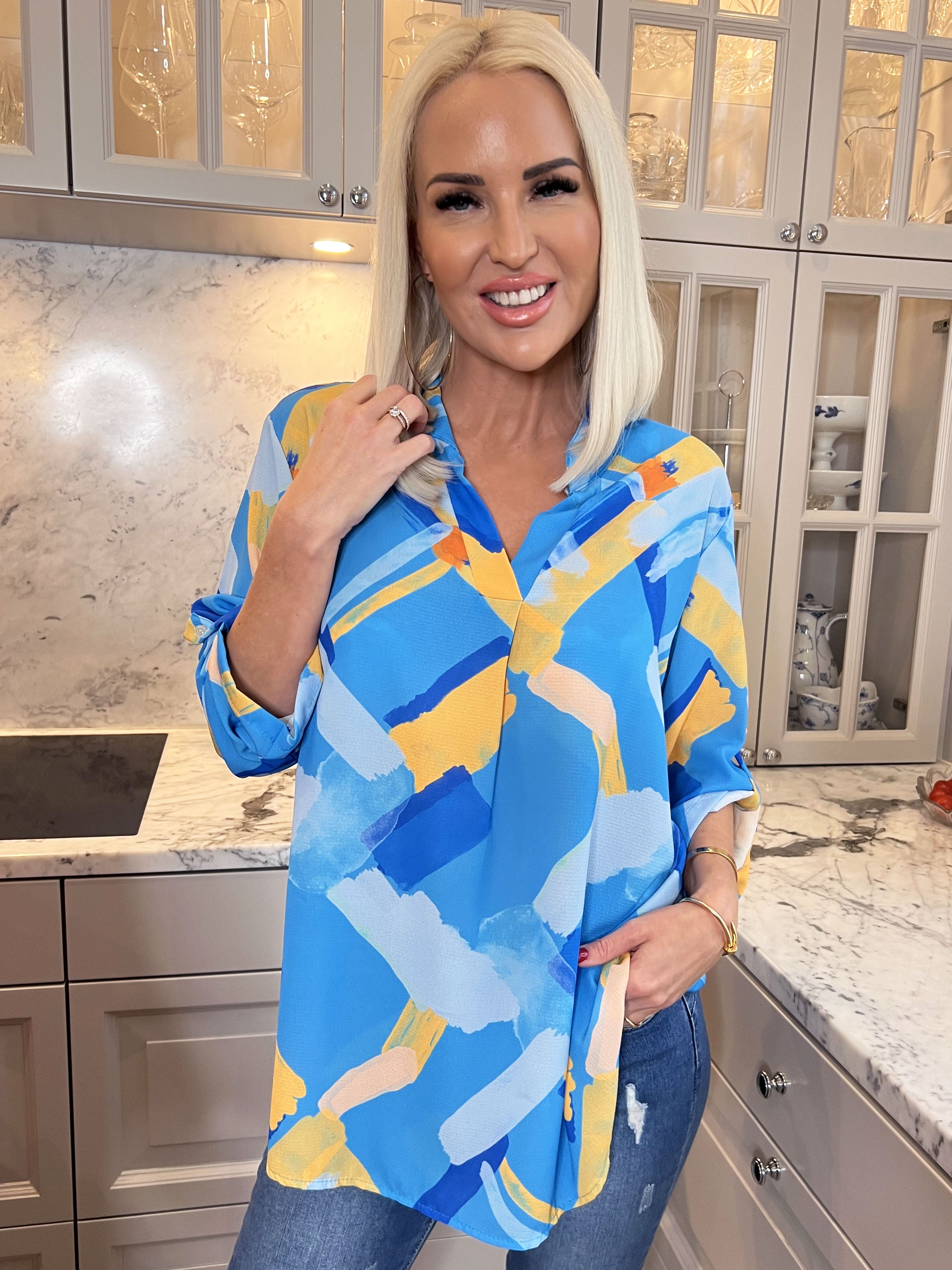 Vanesa Art - Mønstret flerfarvet tunika