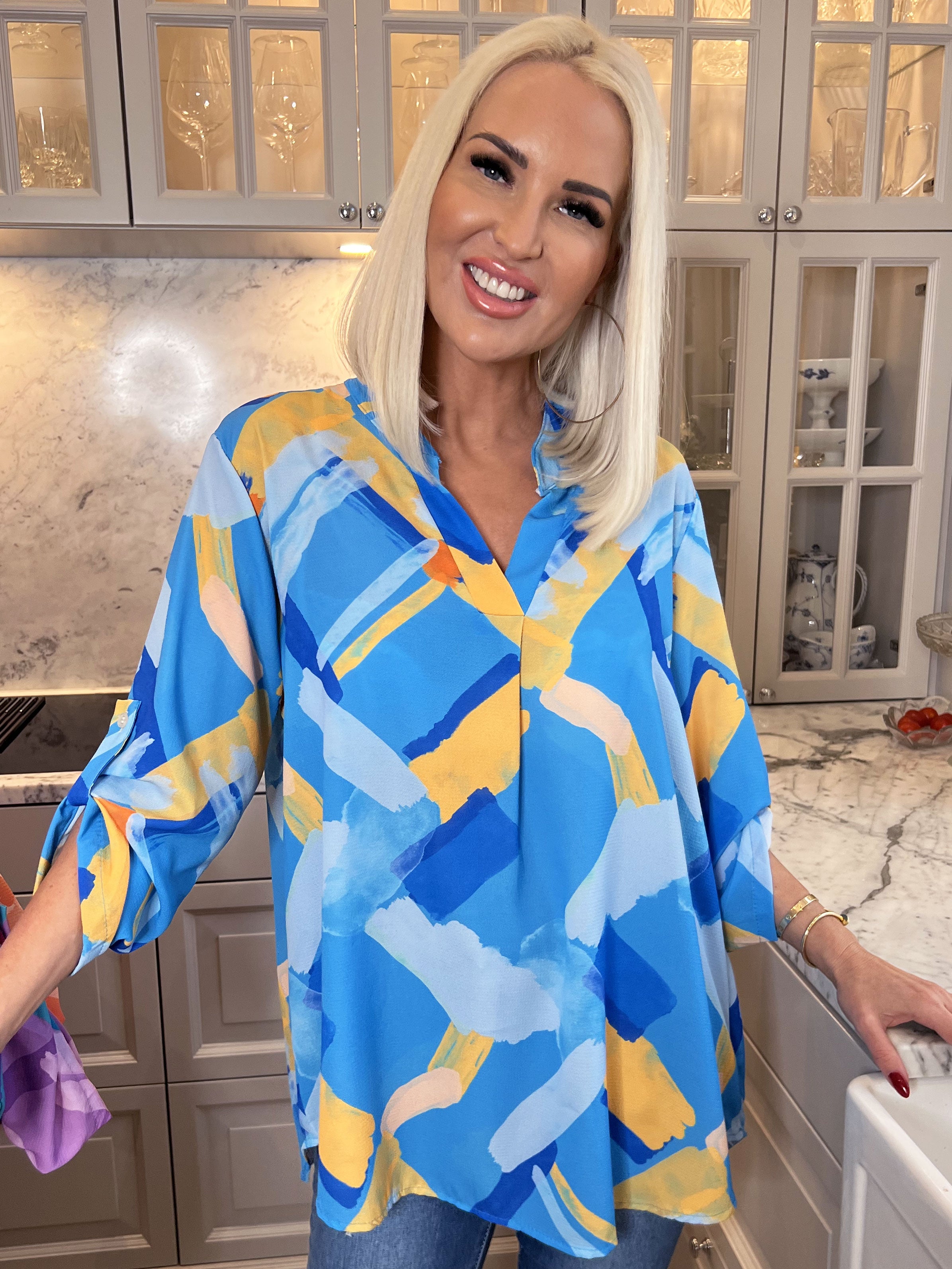 Vanesa Art - Mønstret flerfarvet tunika