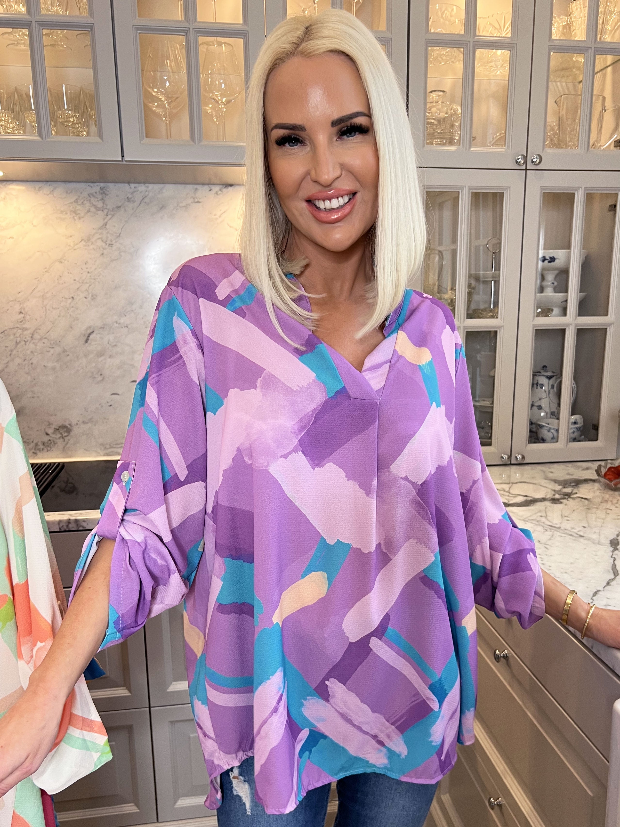 Vanesa Art - Mønstret flerfarvet tunika