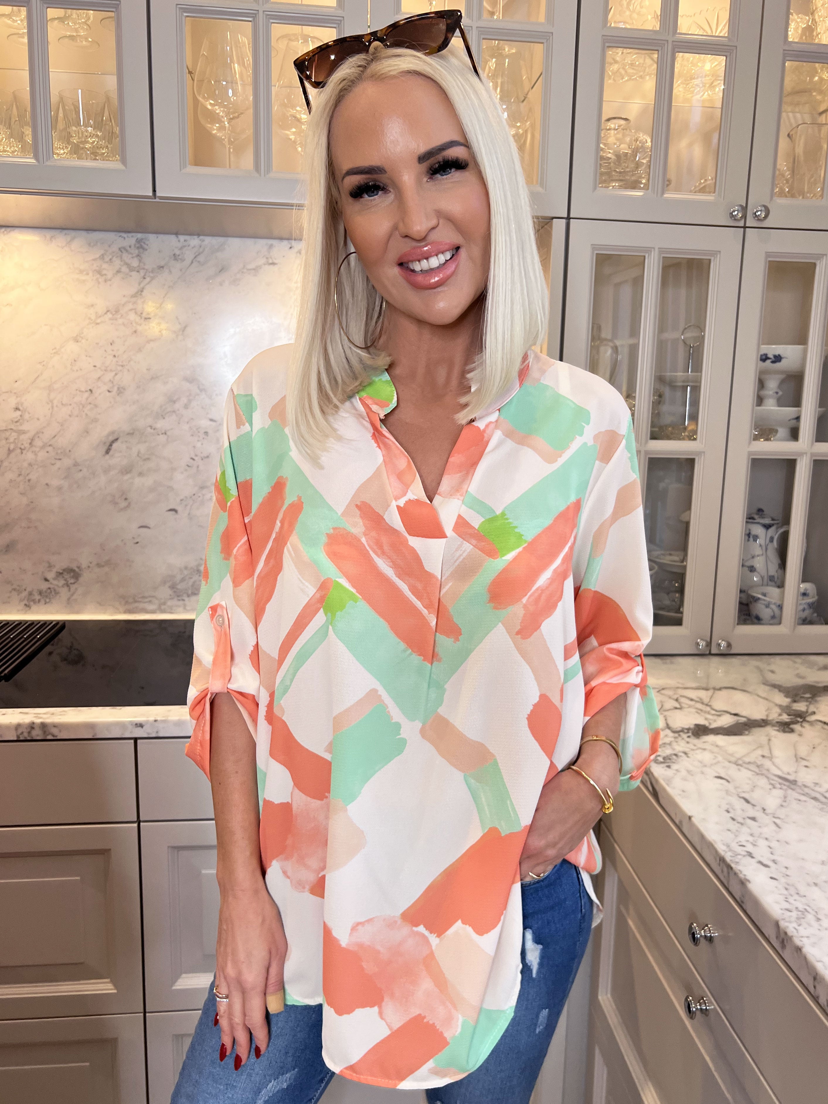 Vanesa Art - Mønstret flerfarvet tunika