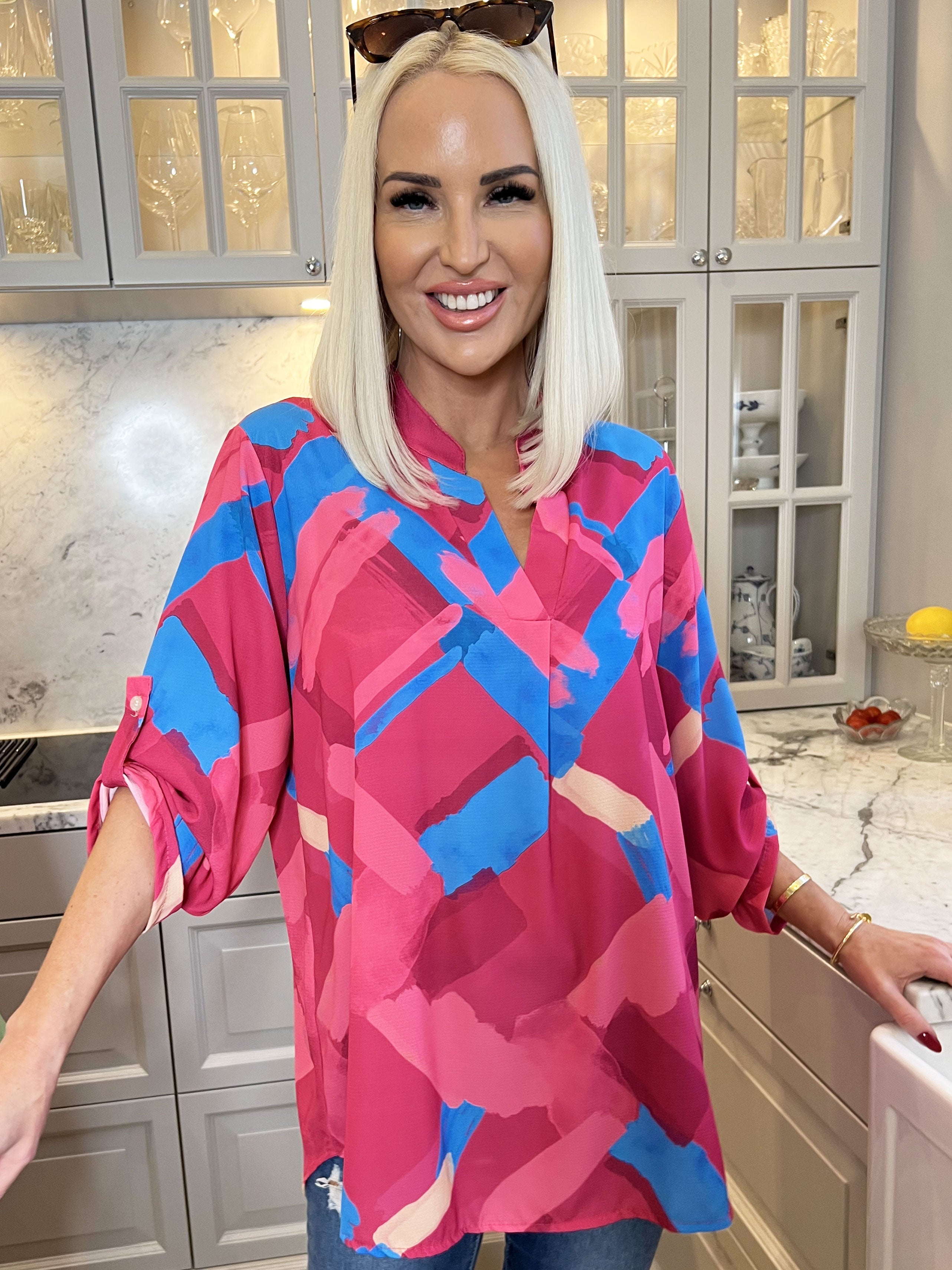 Vanesa Art - Mønstret flerfarvet tunika