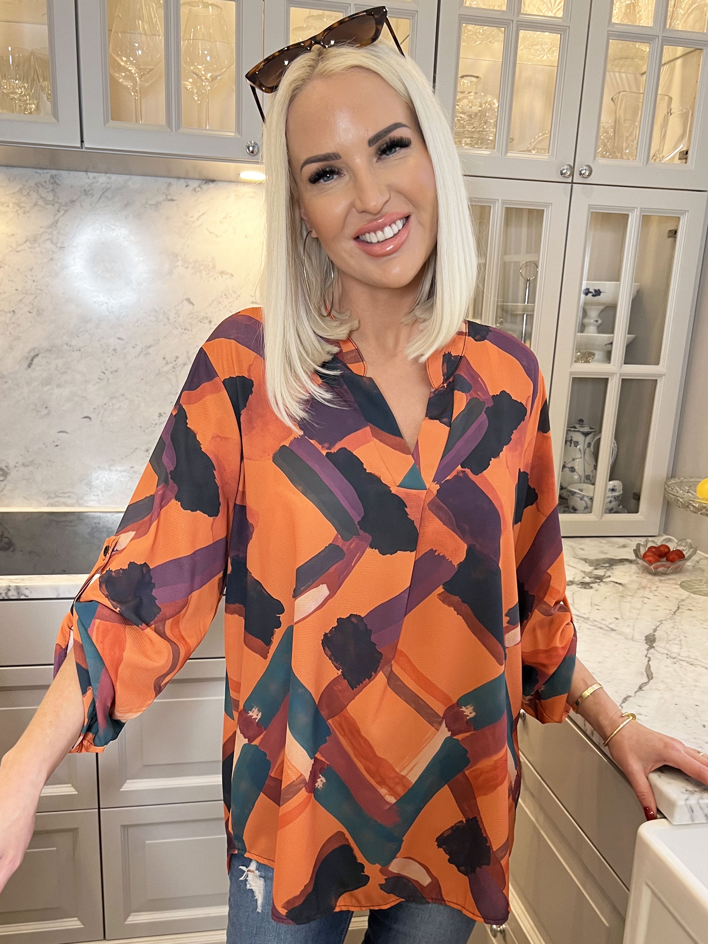 Vanesa Art - Mønstret flerfarvet tunika