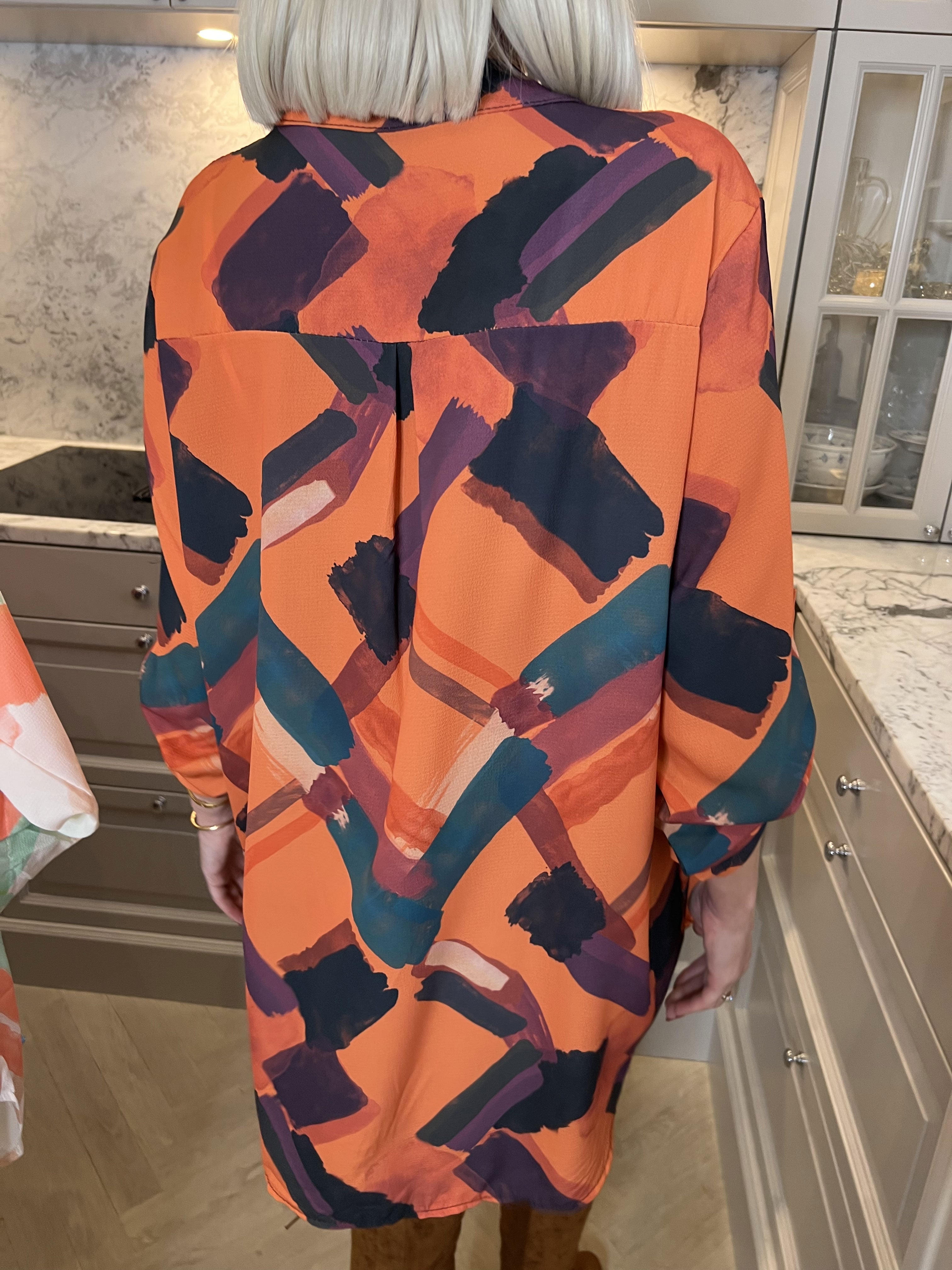 Vanesa Art - Mønstret flerfarvet tunika