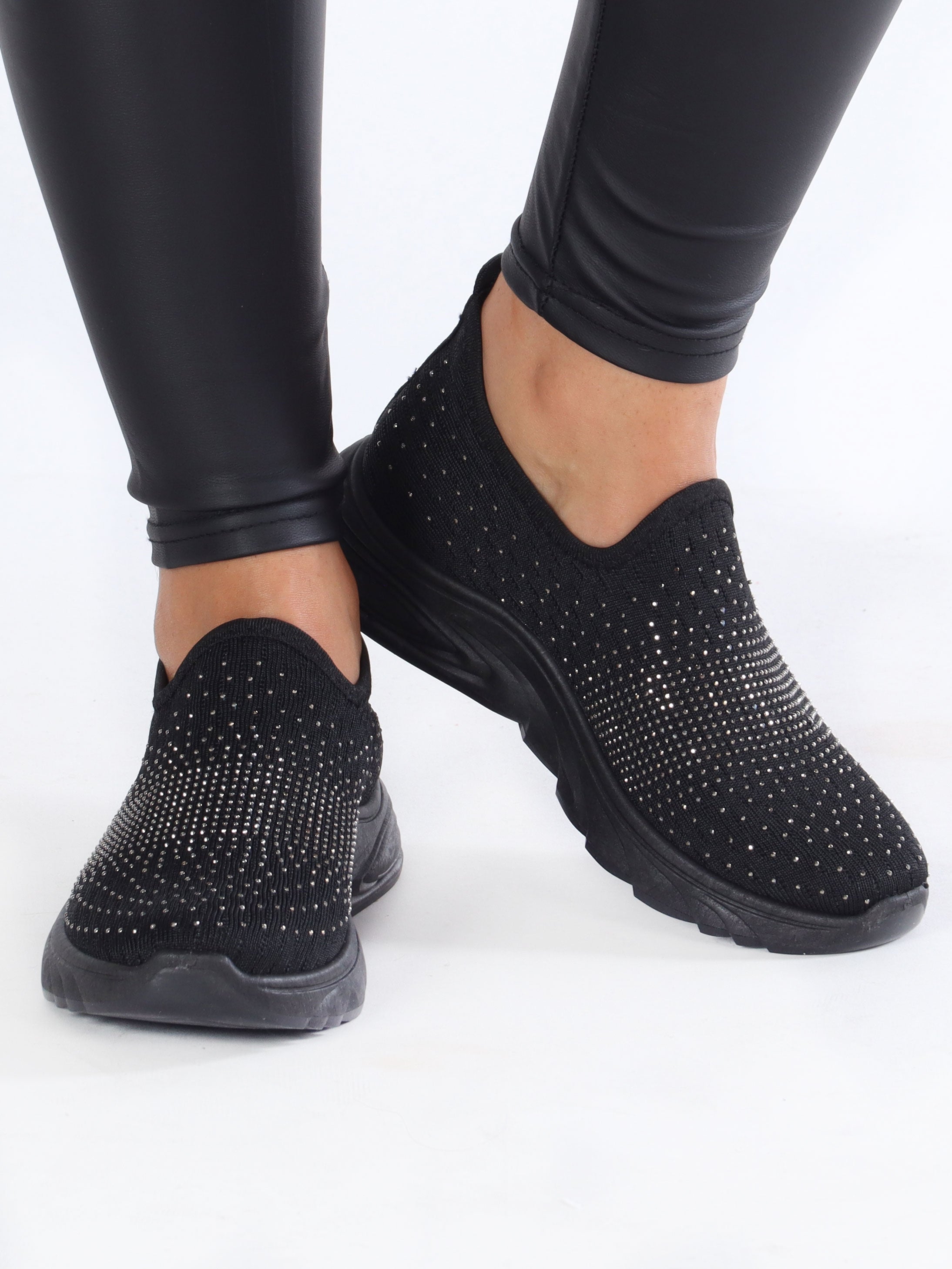 Emina - Sokkesneakers med små sten på