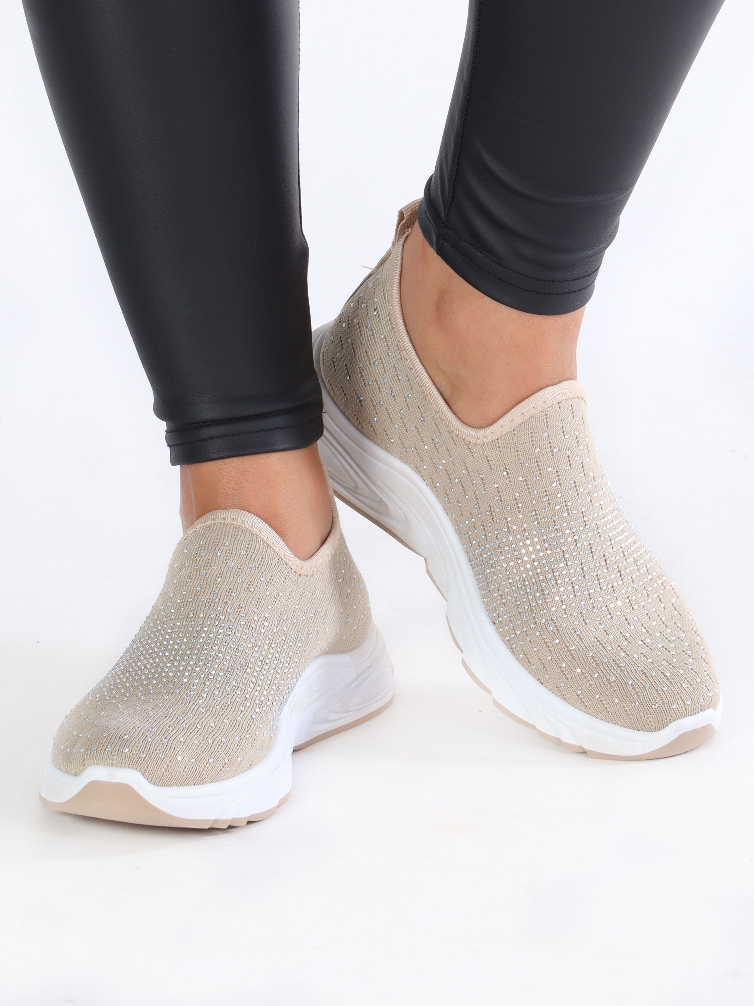 Emina - Sokkesneakers med små sten på