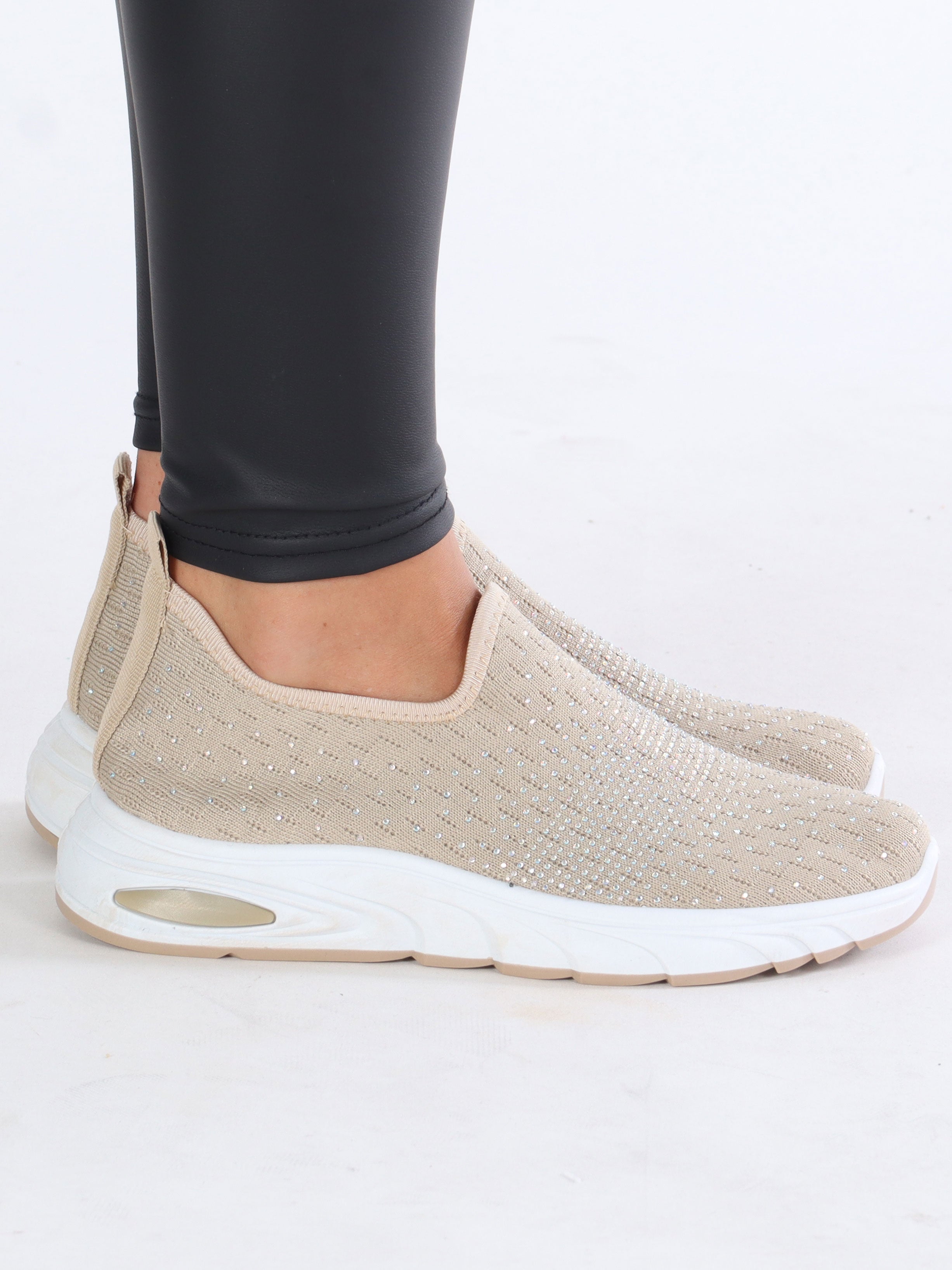 Emina - Sokkesneakers med små sten på