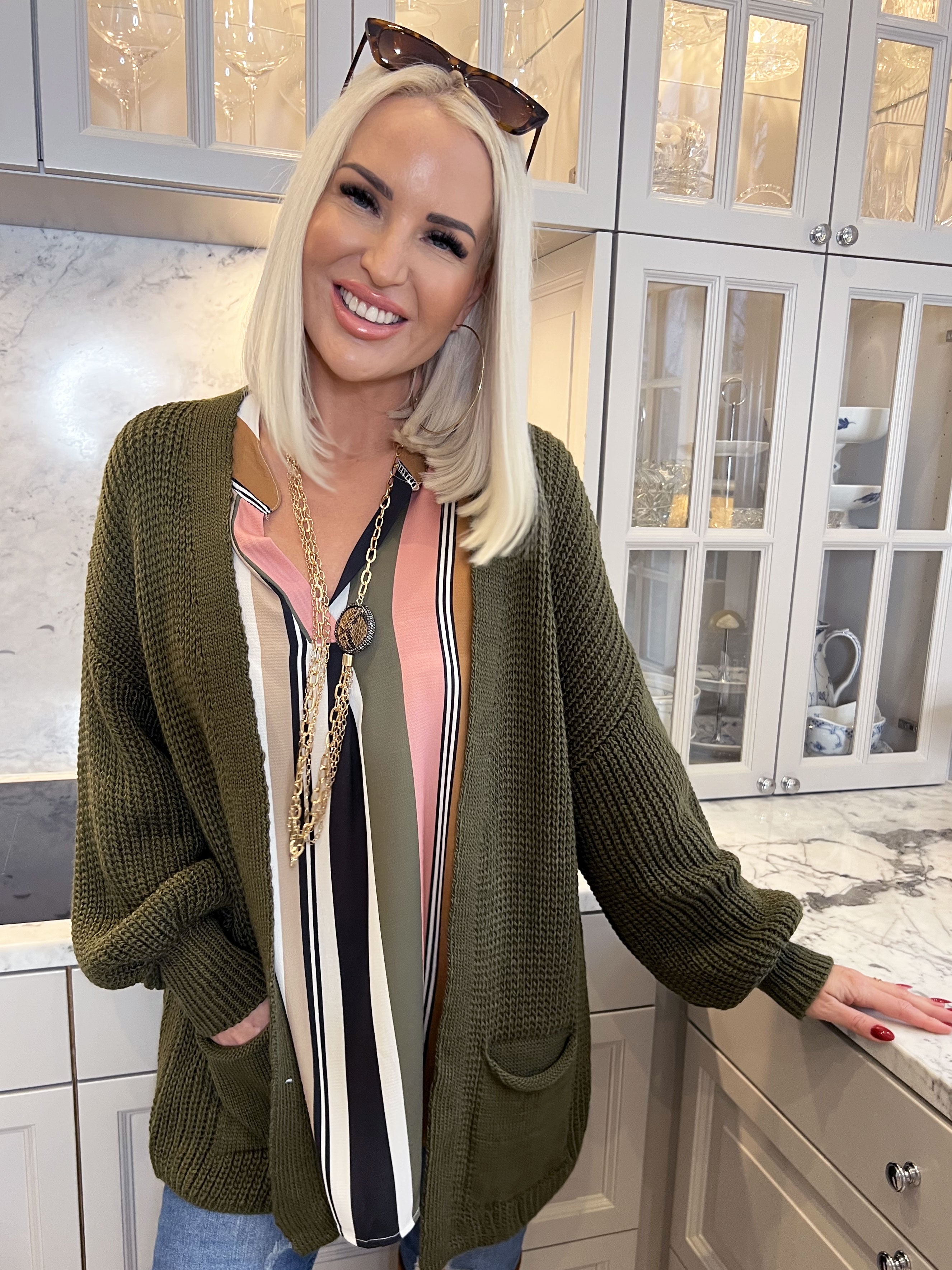 Sally Short - Sød strik cardigan med ballonærmer