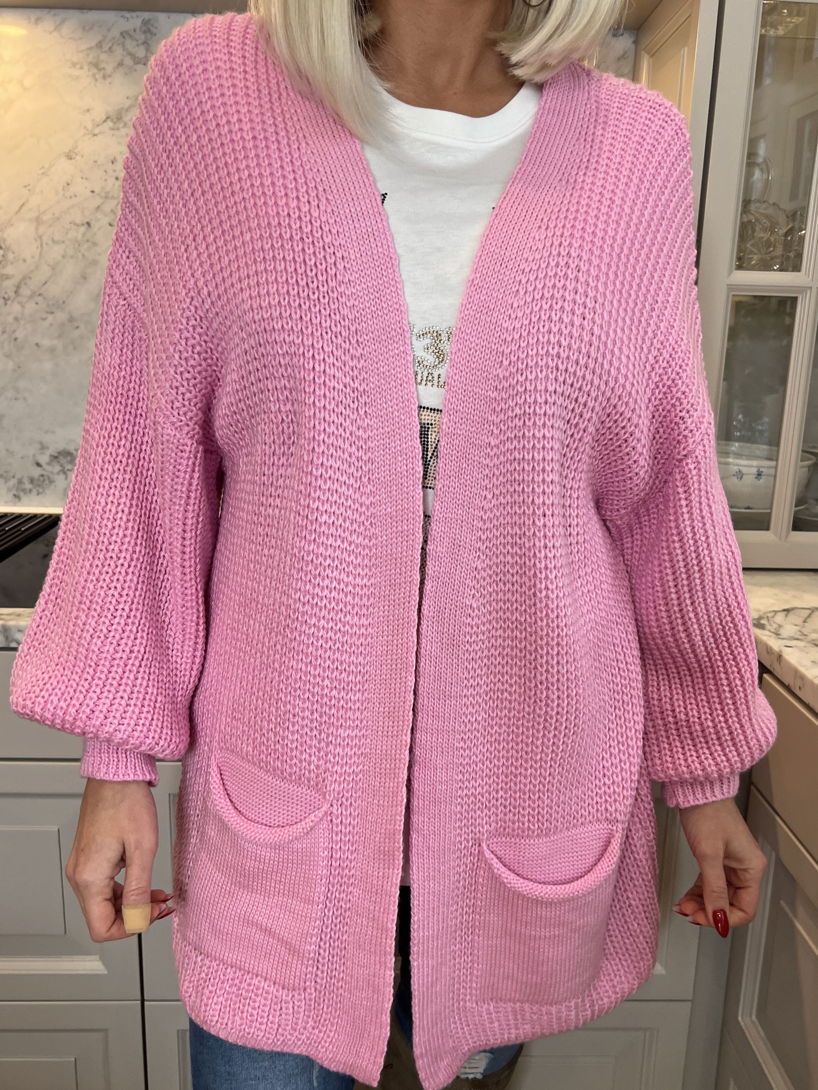 Sally Short - Sød strik cardigan med ballonærmer