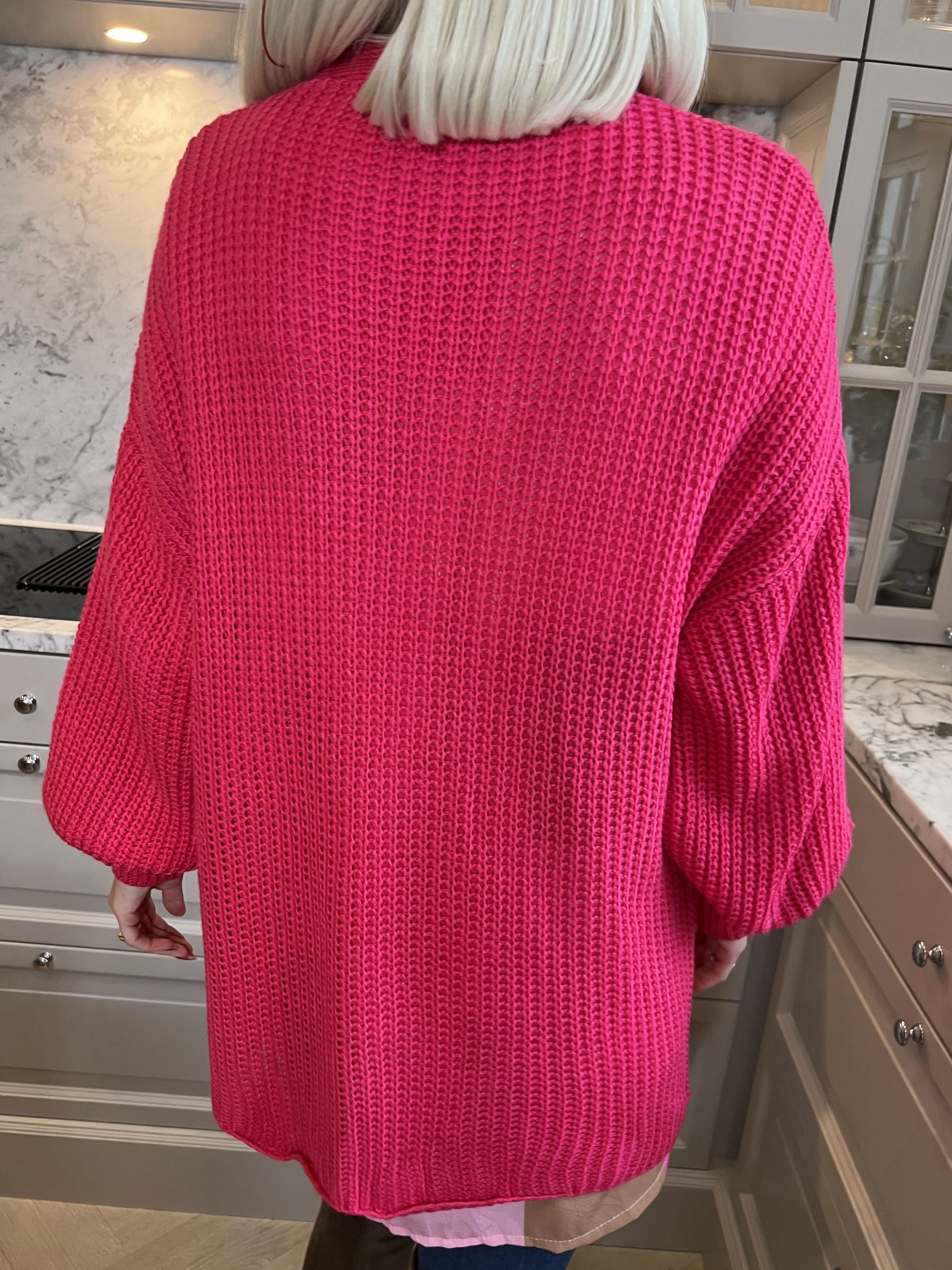 Sally Short - Sød strik cardigan med ballonærmer