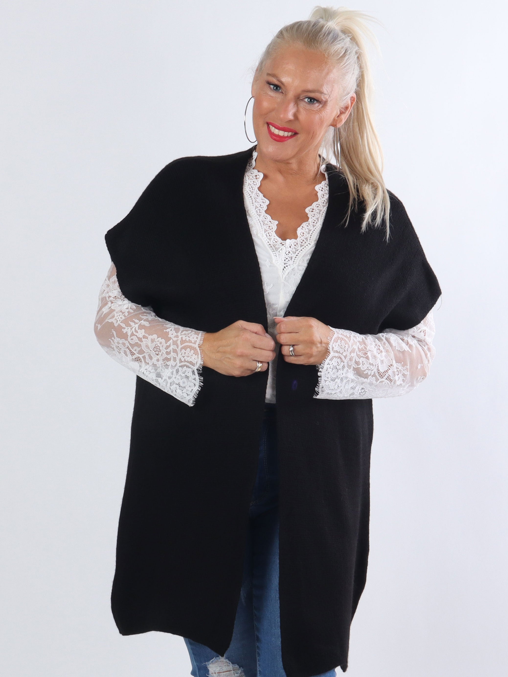 Tilly Plain - Plus size strik cardigan uden ærmer