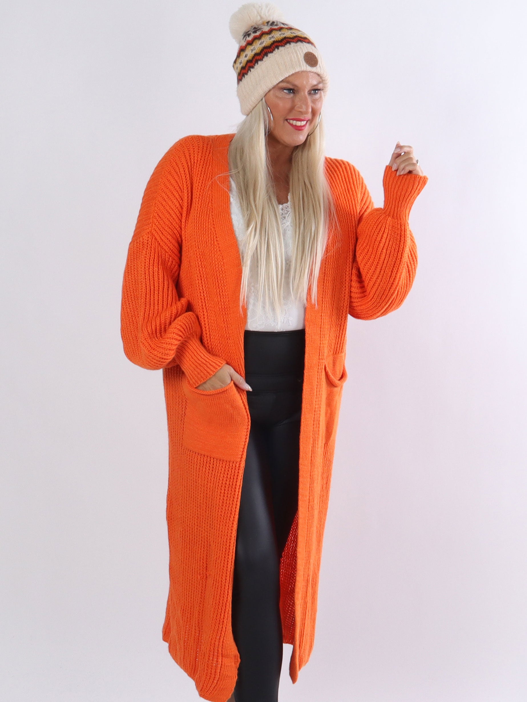 Sally - Plus size strikcardigan med fine ballonærmer