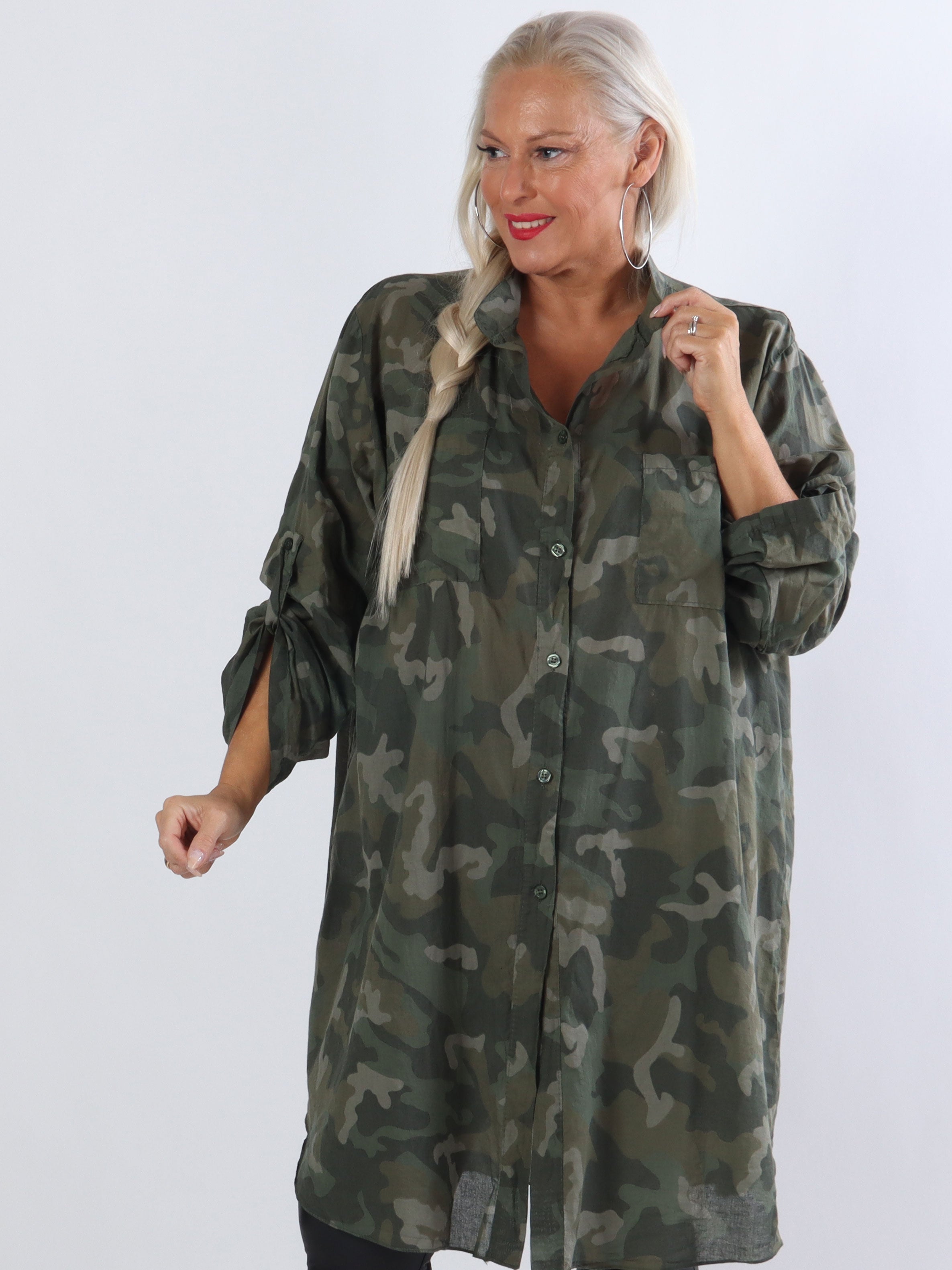 Berna Camo - Plus size skjorte i camouflageprint