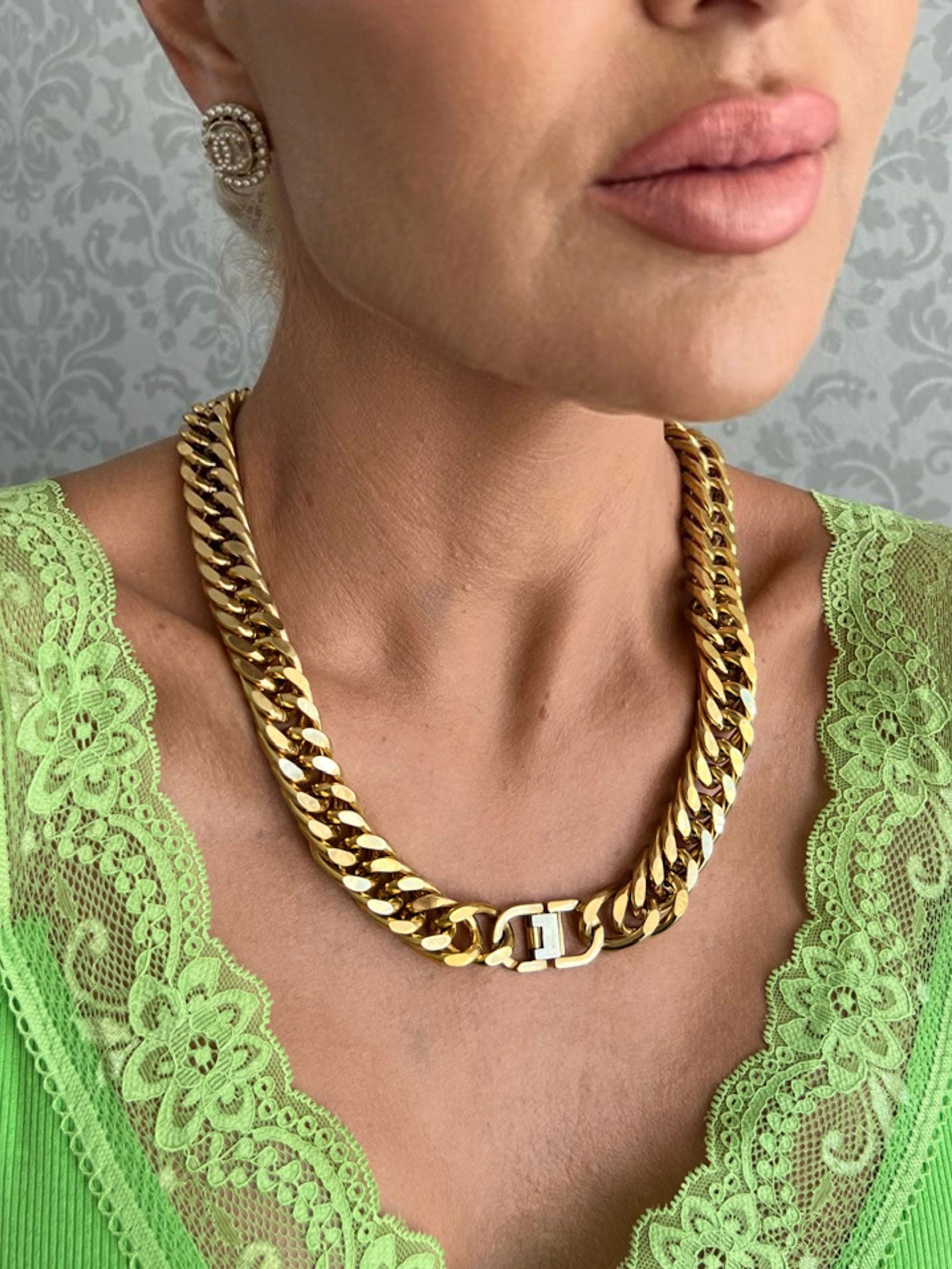 Dalila - Guld bred panserkæde