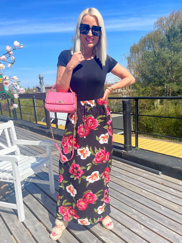 Kamilla - Lang nederdel med blomster