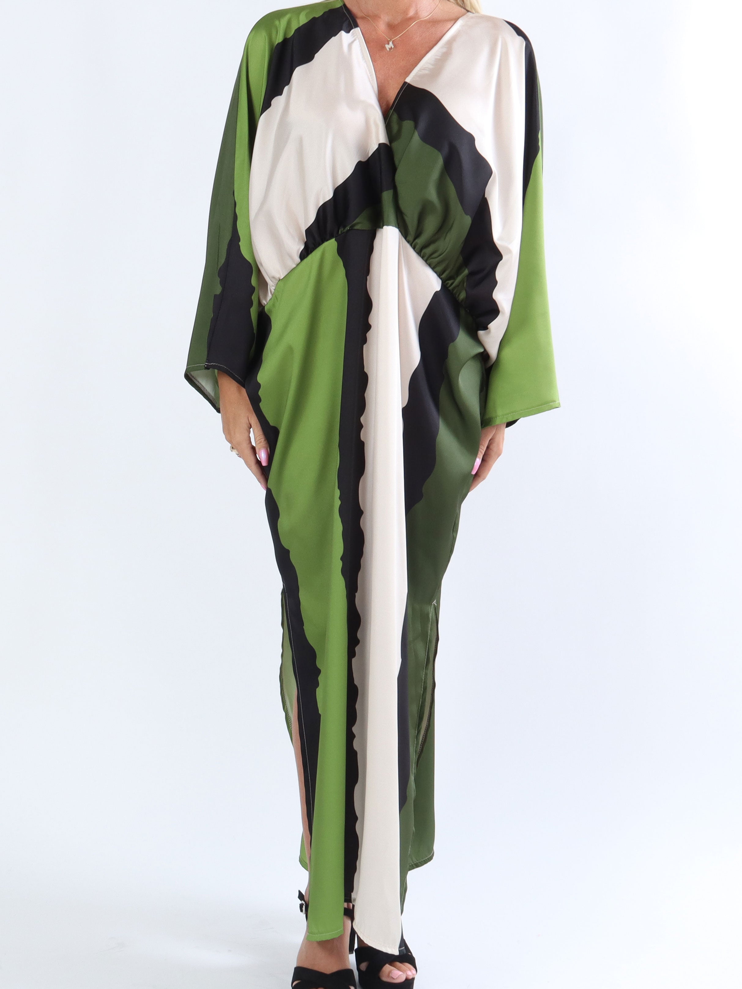 Dita - Lang smuk plus size kjole i silkelook