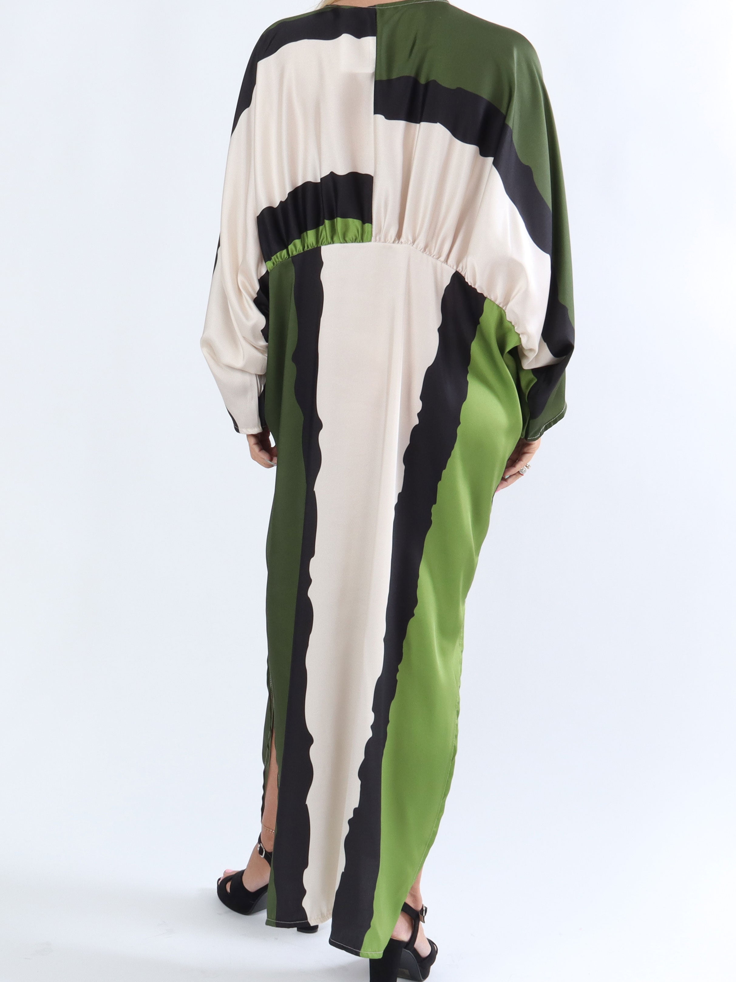 Dita - Lang smuk plus size kjole i silkelook