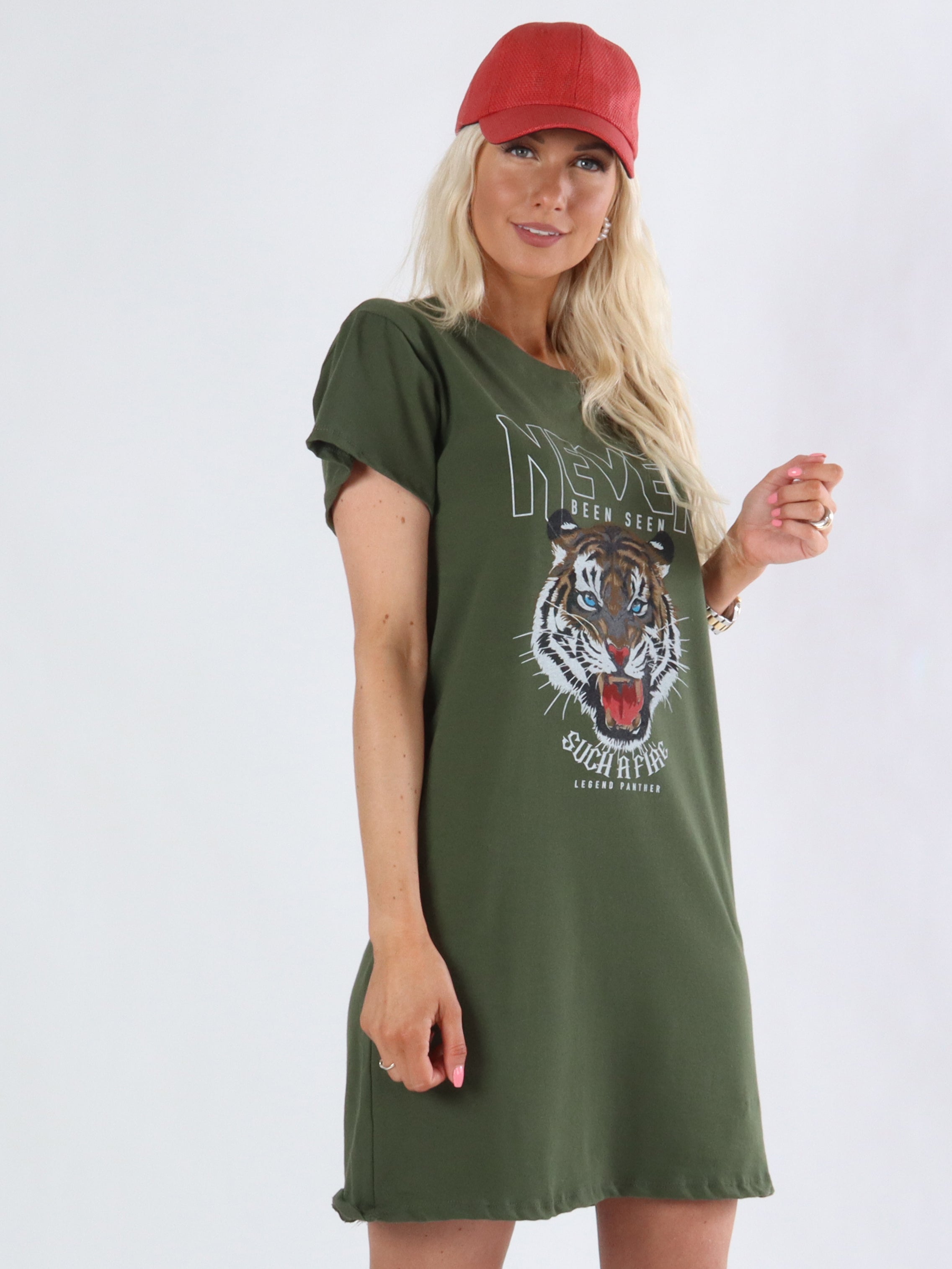 Steffy - T-shirt kjole i jersey med tigermotiv