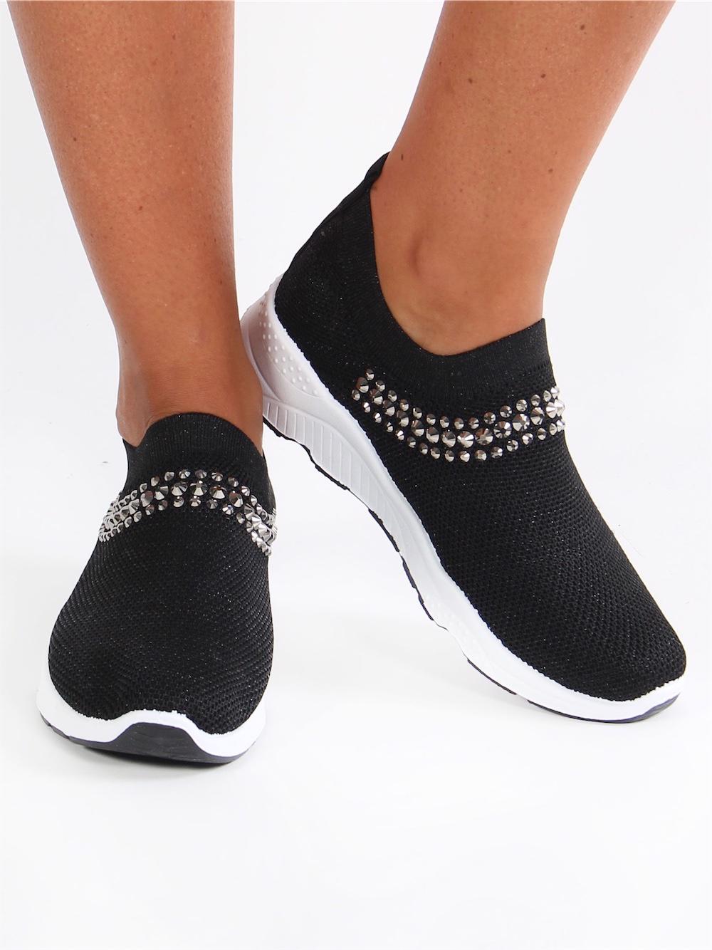 Mimi - Sorte sokkesneakers med similisten