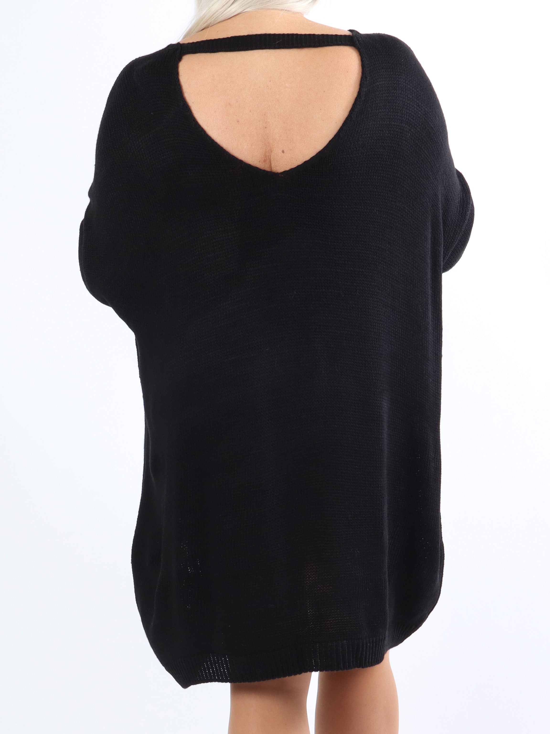 Stella - Simpel strikkjole i plus size med dyb ryg