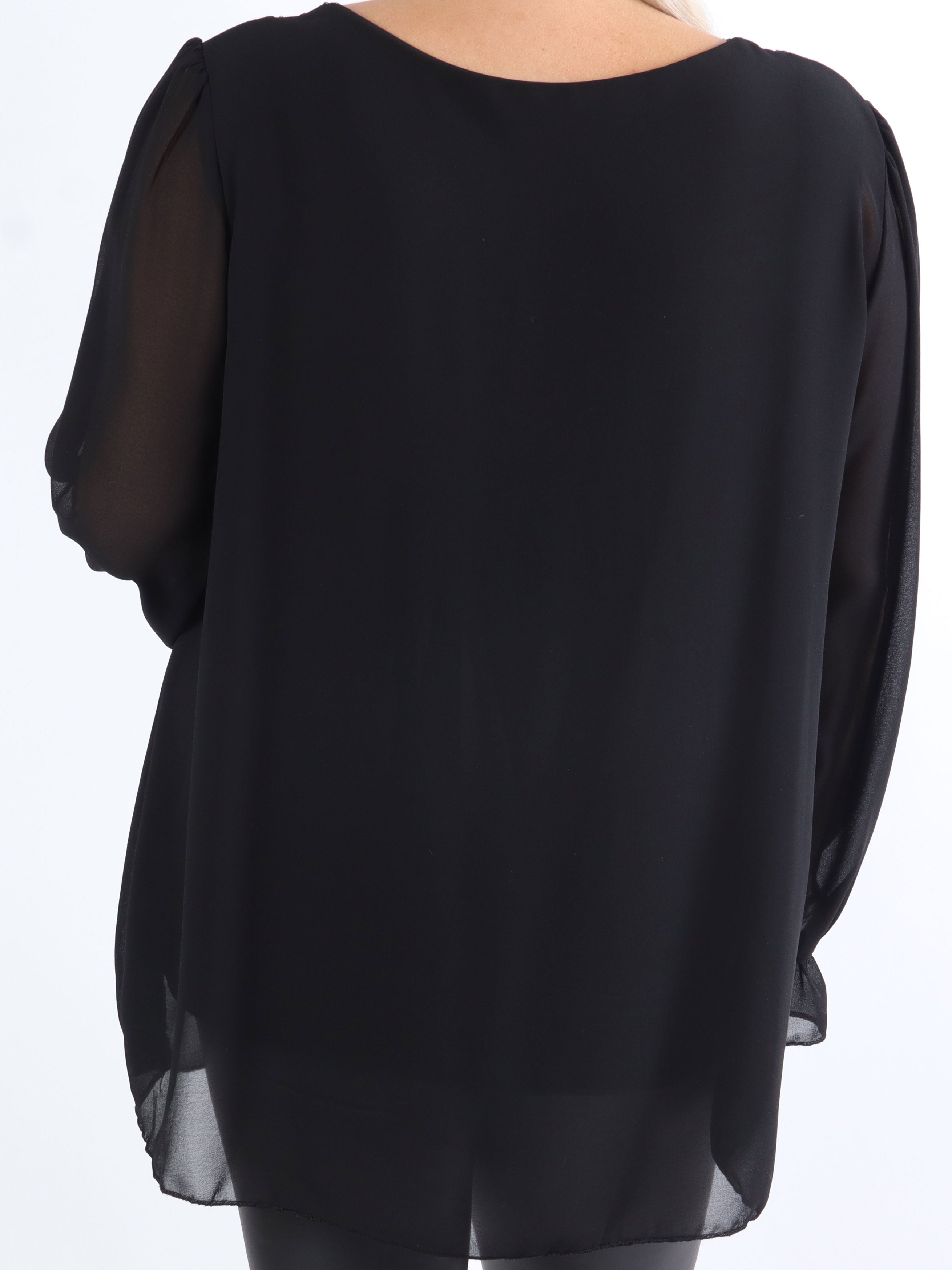 Nellike - Plus size tunika i chiffon med pailletter