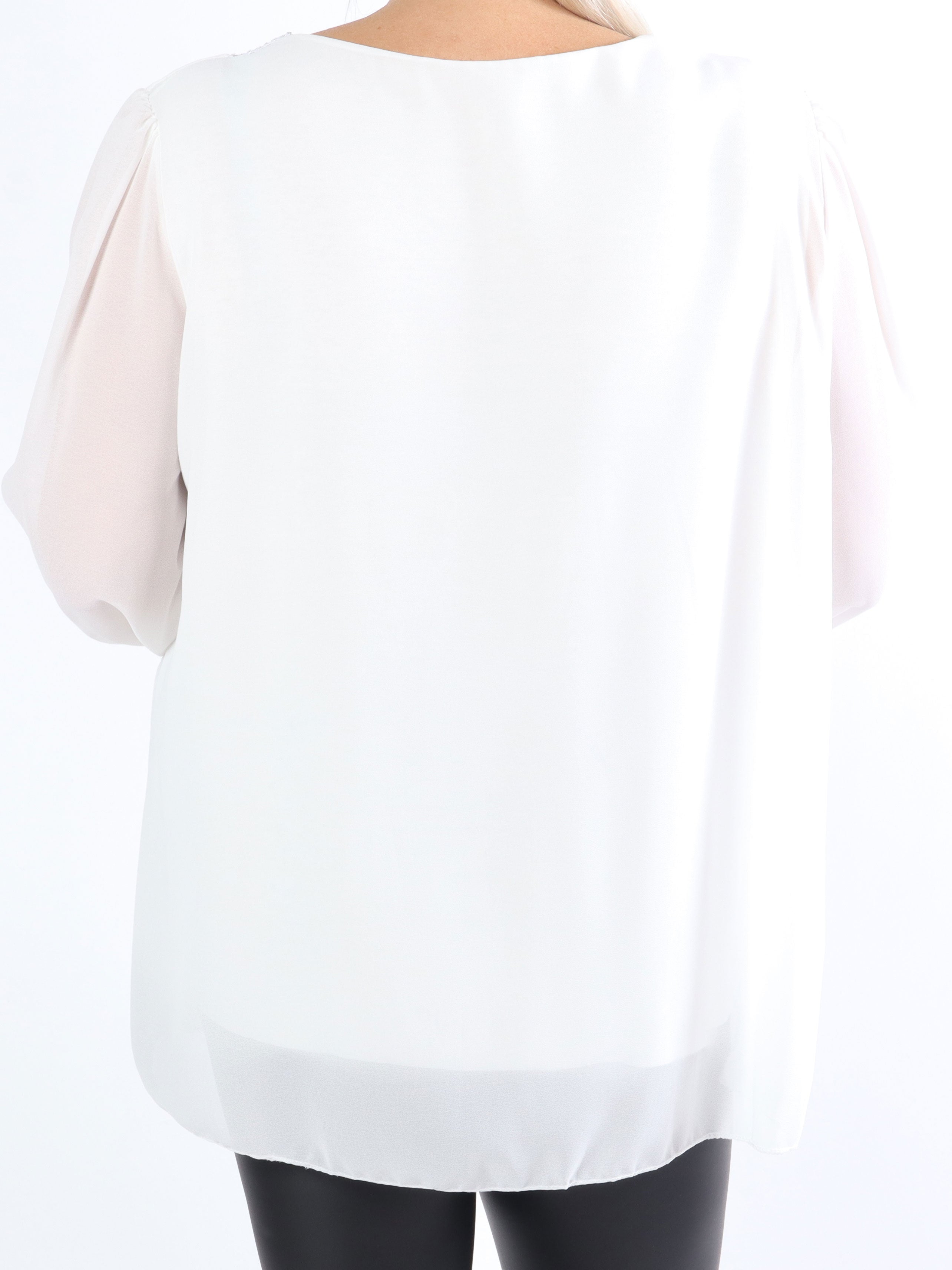 Nellike - Plus size tunika i chiffon med pailletter