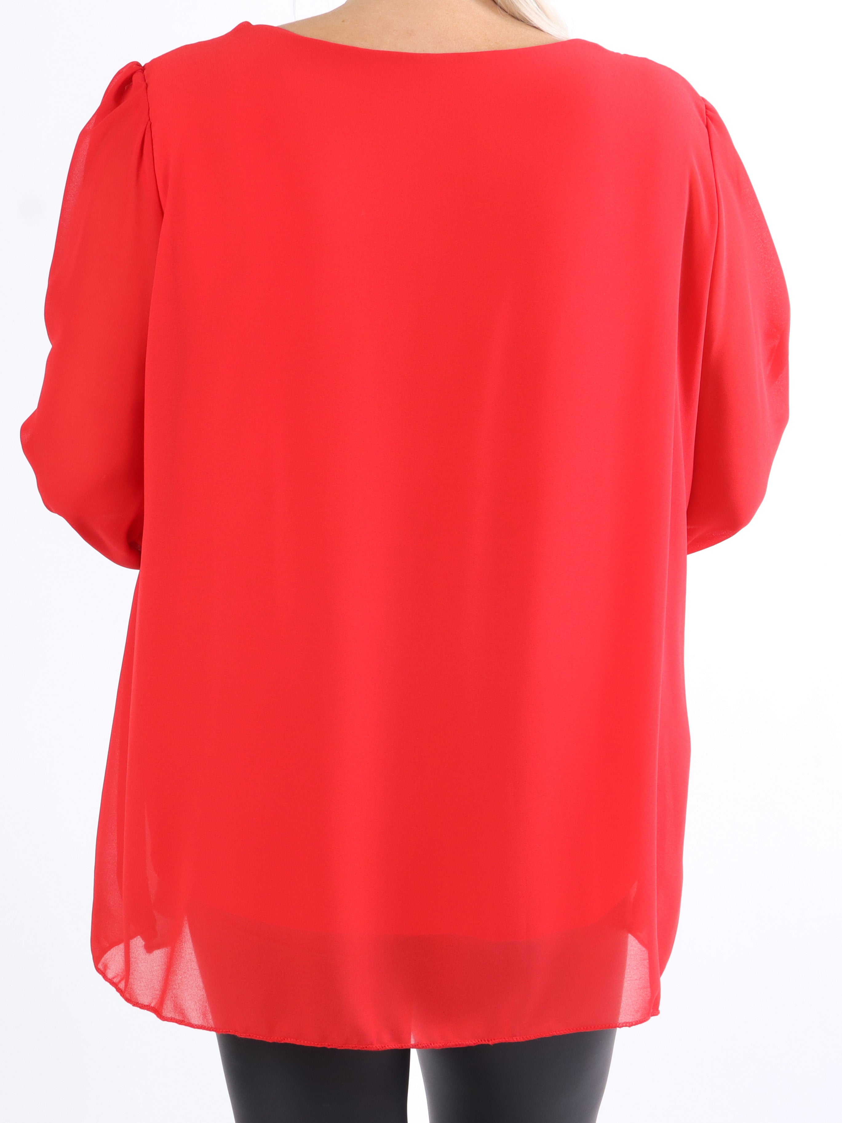 Nellike - Plus size tunika i chiffon med pailletter