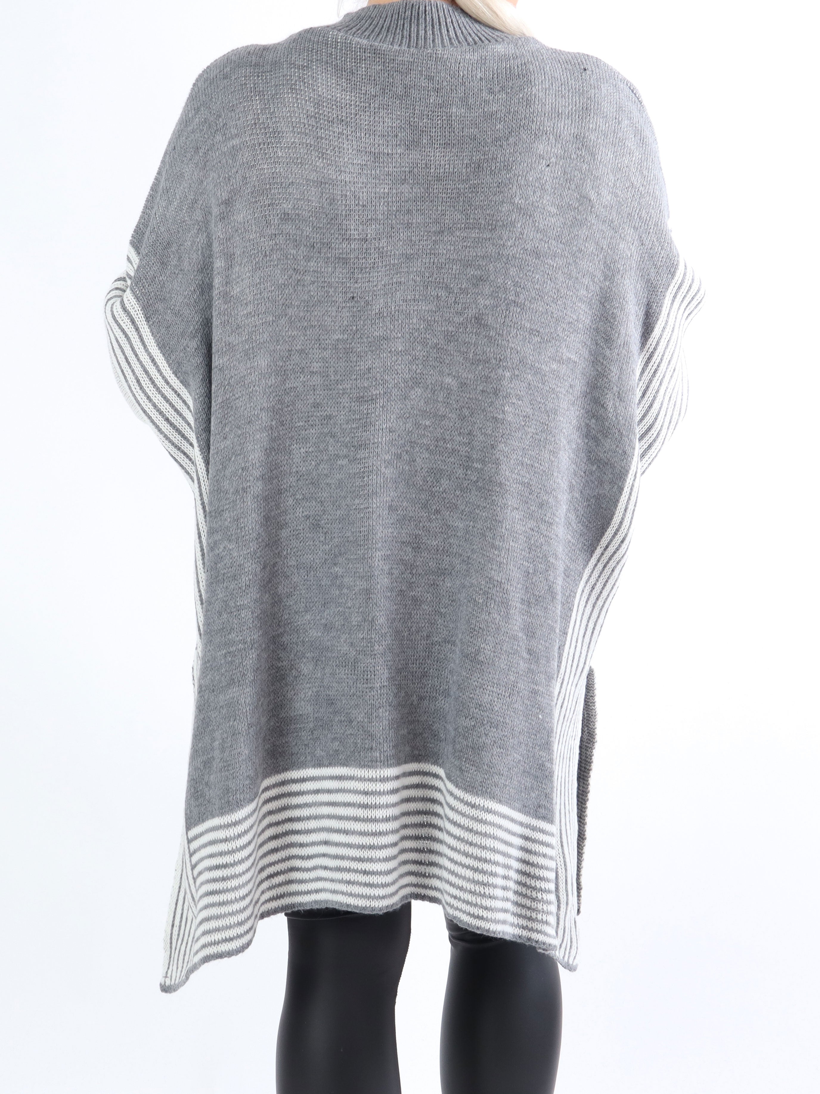 Akulina - Stribet plus size strik med turtleneck