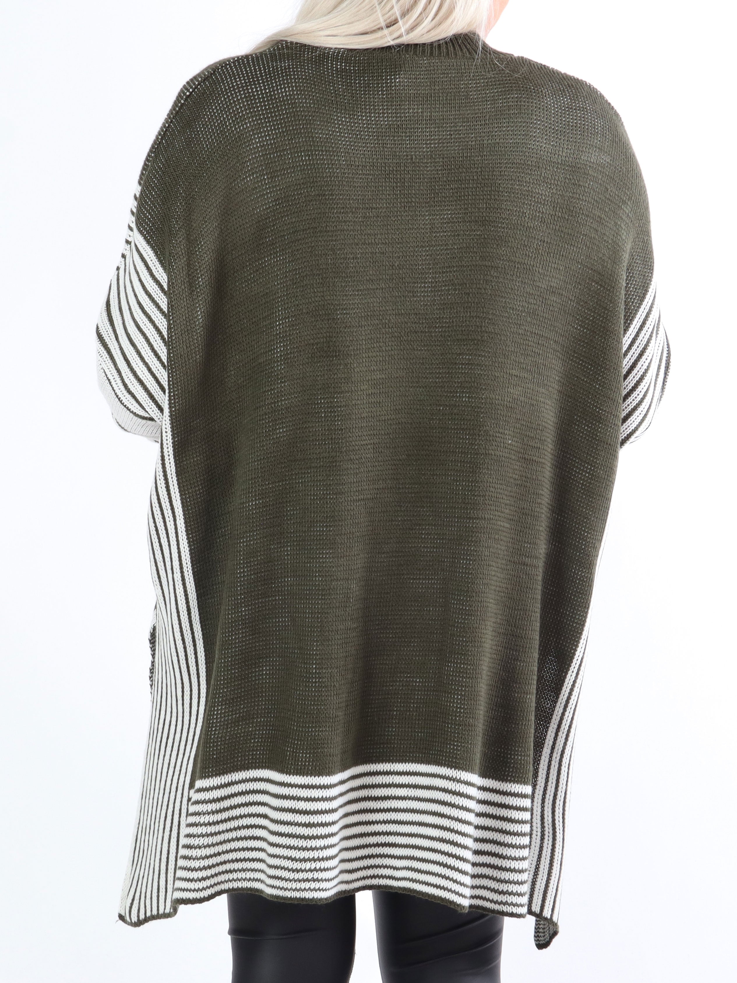 Akulina - Stribet plus size strik med turtleneck