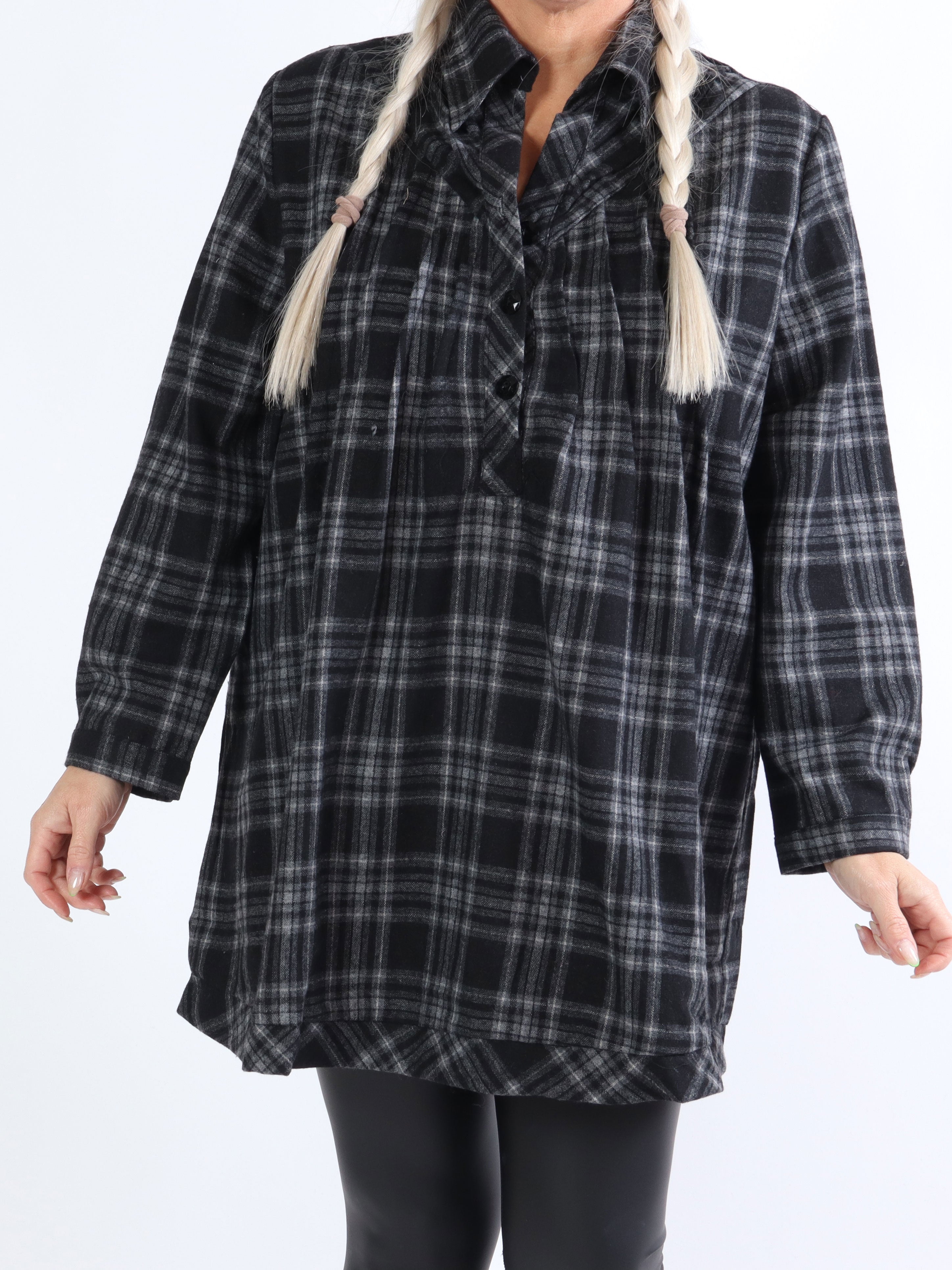 Sandra - Blød ternet skjorte i uld